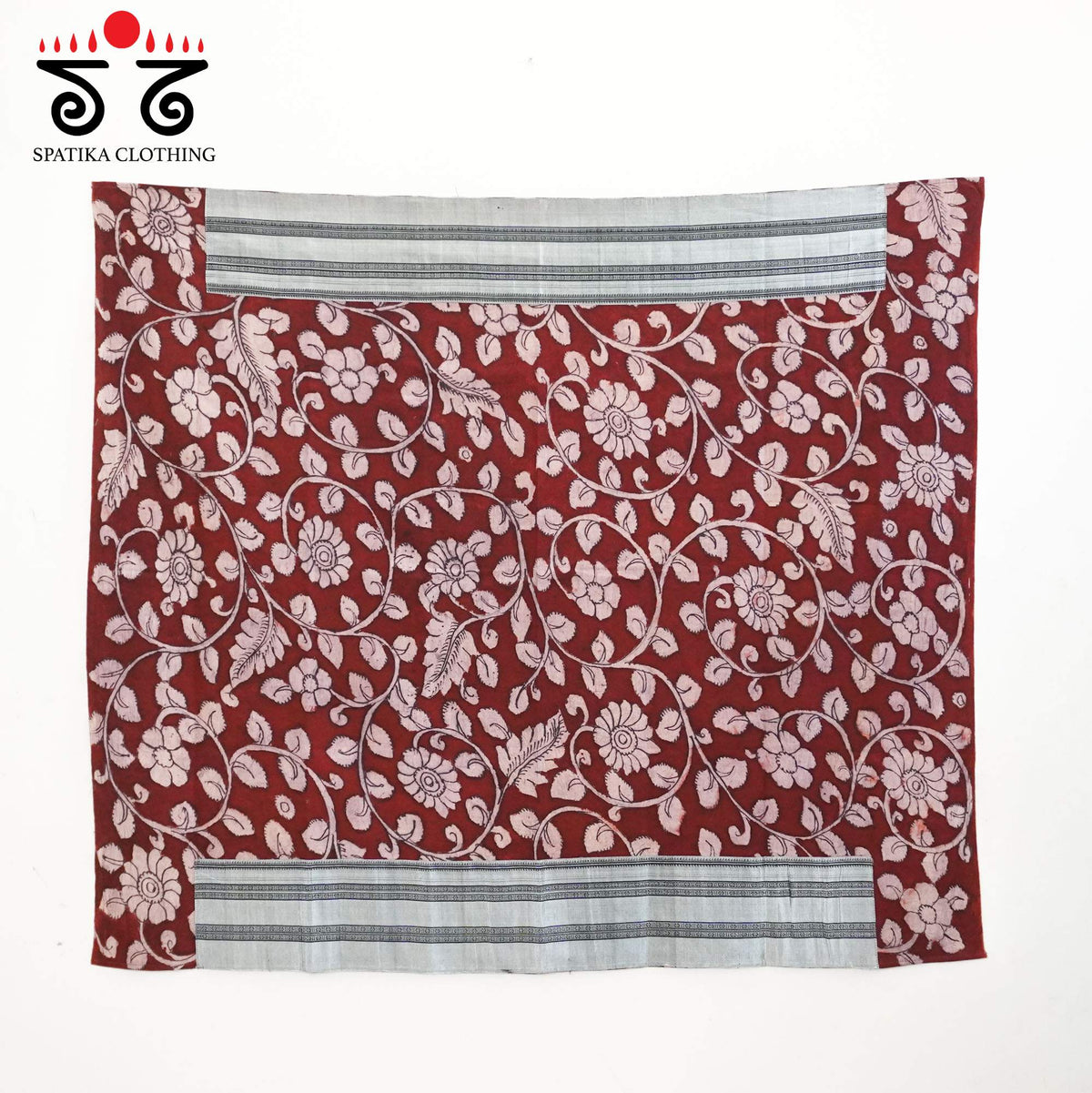 Red Ilkal Handwoven Cotton Saree - Kalamkari Blouse