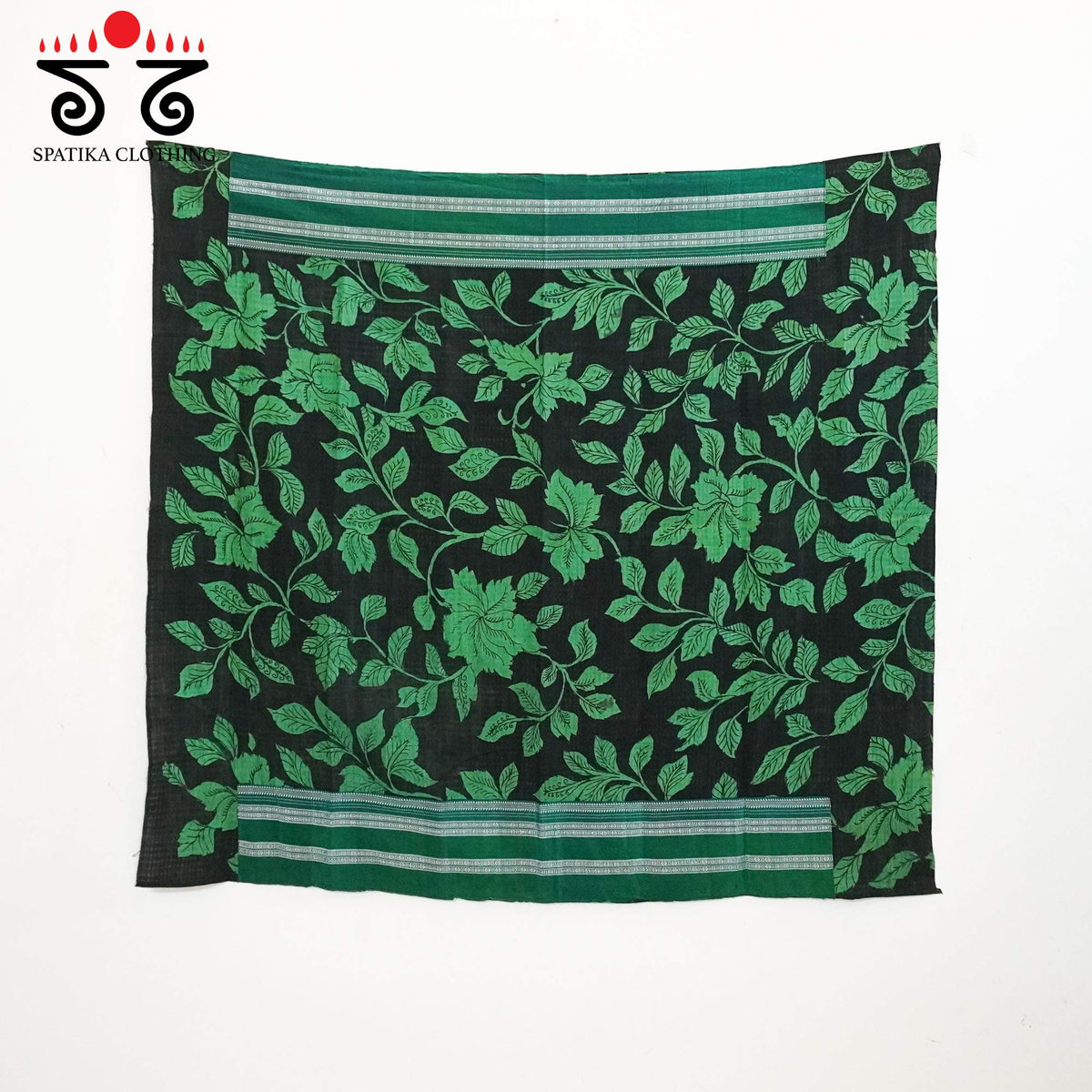 Black Ilkal Handwoven Cotton Saree - Kalamkari Blouse