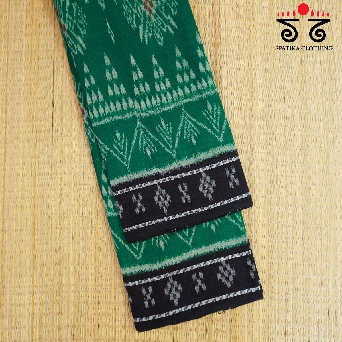 Green Nuapatna-Ikat Handwoven Cotton Saree