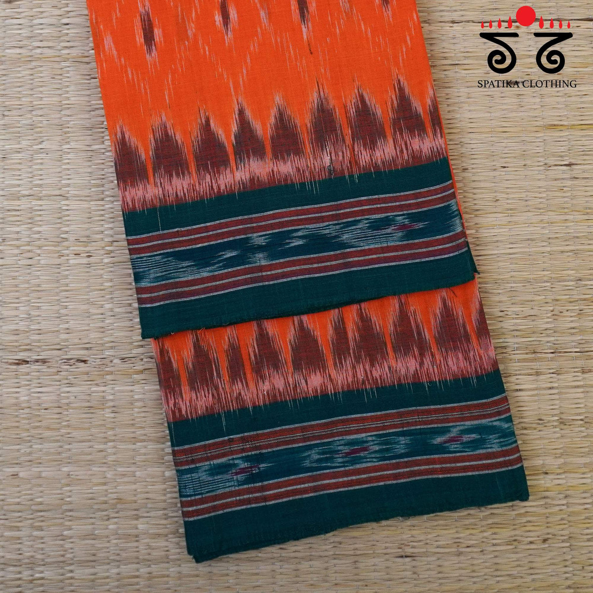 Orange Nuapatna-Ikat Handwoven Cotton Saree