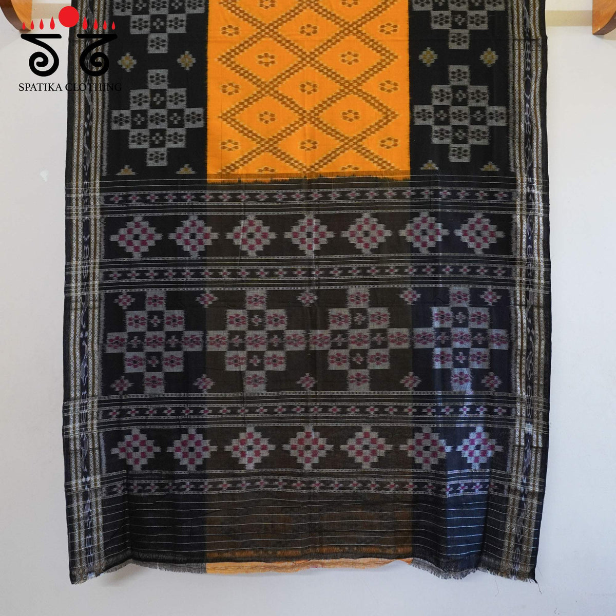 Yellow Nuapatna-Ikat Handwoven Cotton Saree
