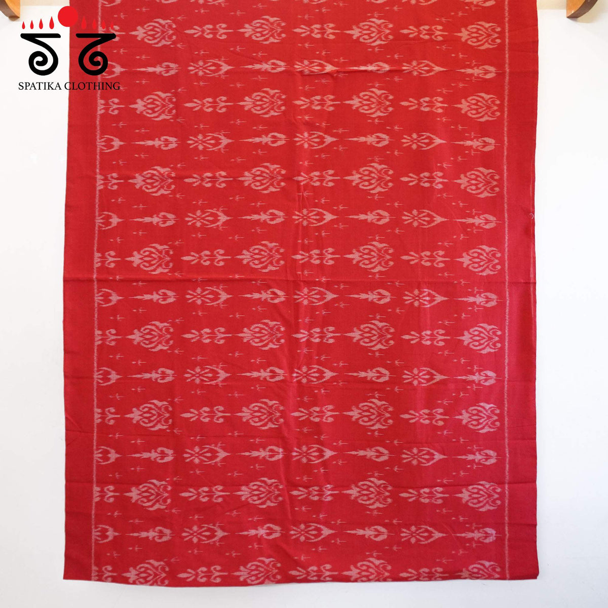 Red Nuapatna-Ikat Handwoven Cotton Saree