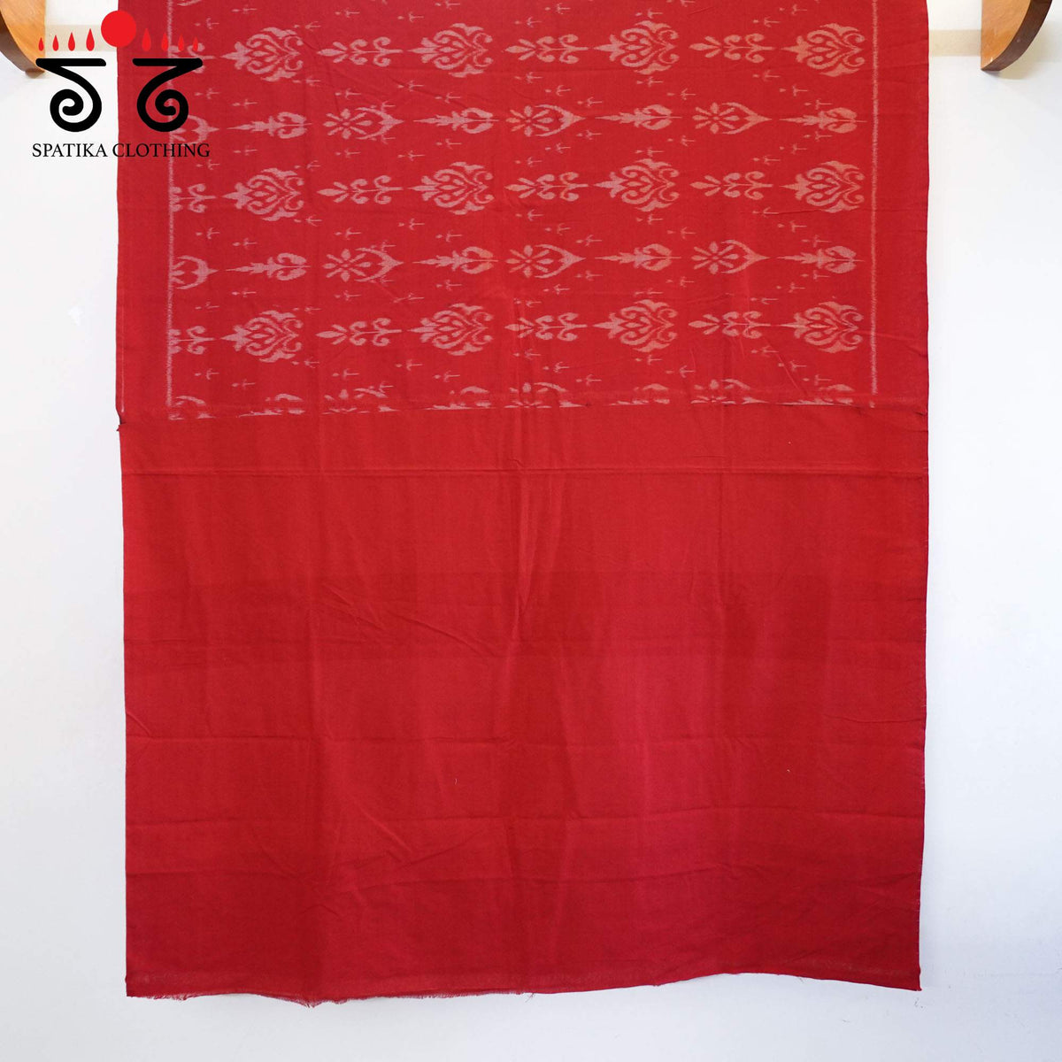 Red Nuapatna-Ikat Handwoven Cotton Saree
