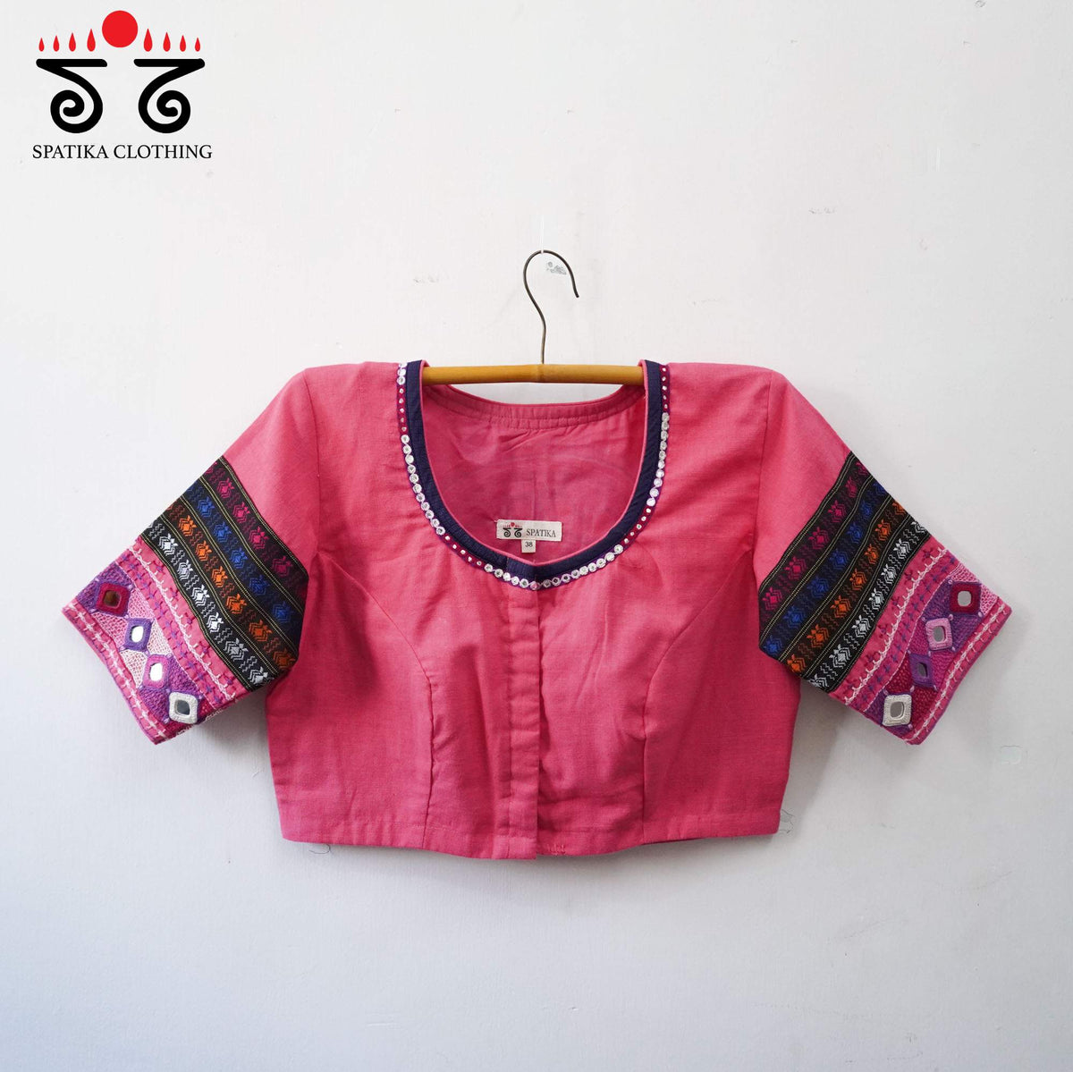 Pink Festive Lambani Khun Handcrafted Blouse