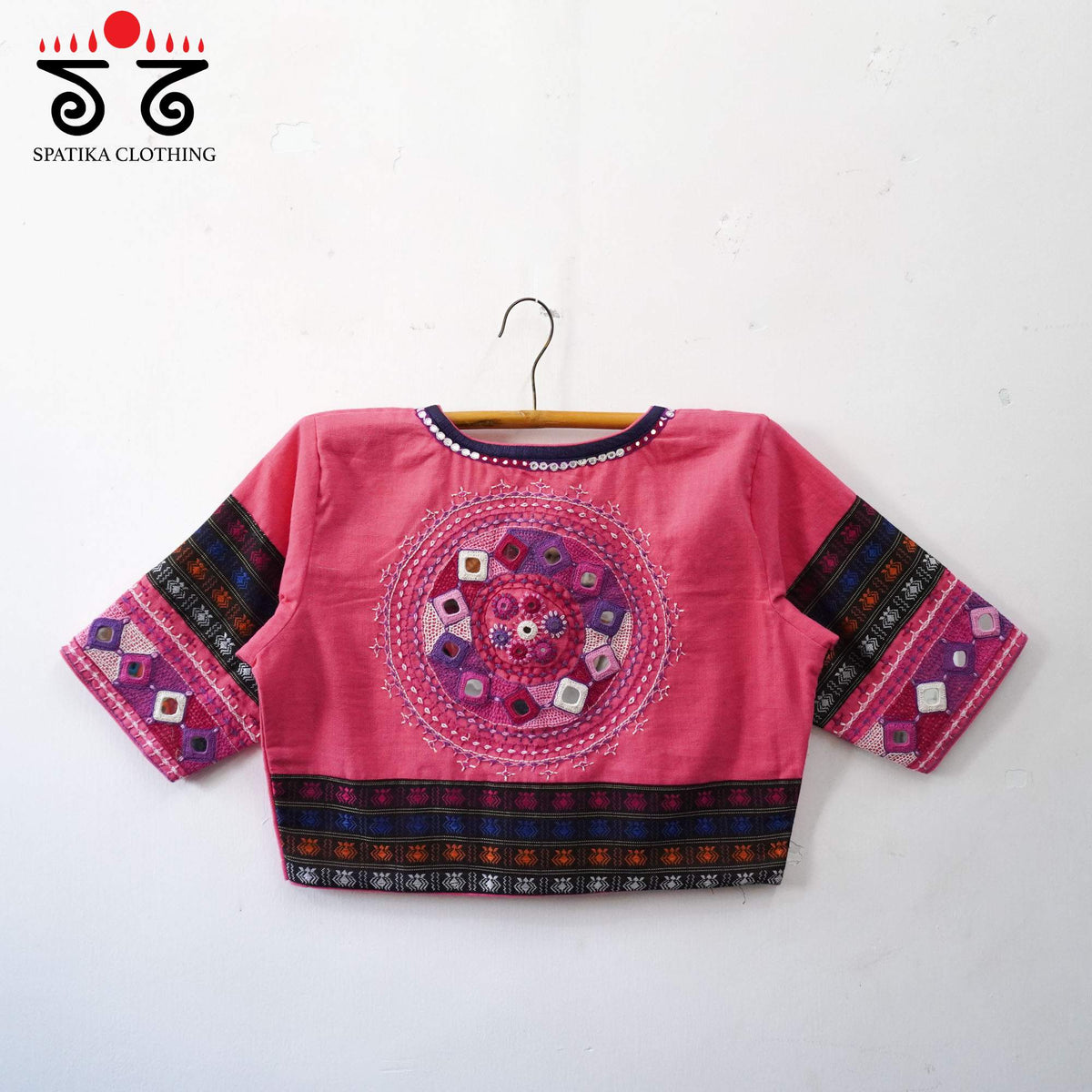 Pink Festive Lambani Khun Handcrafted Blouse