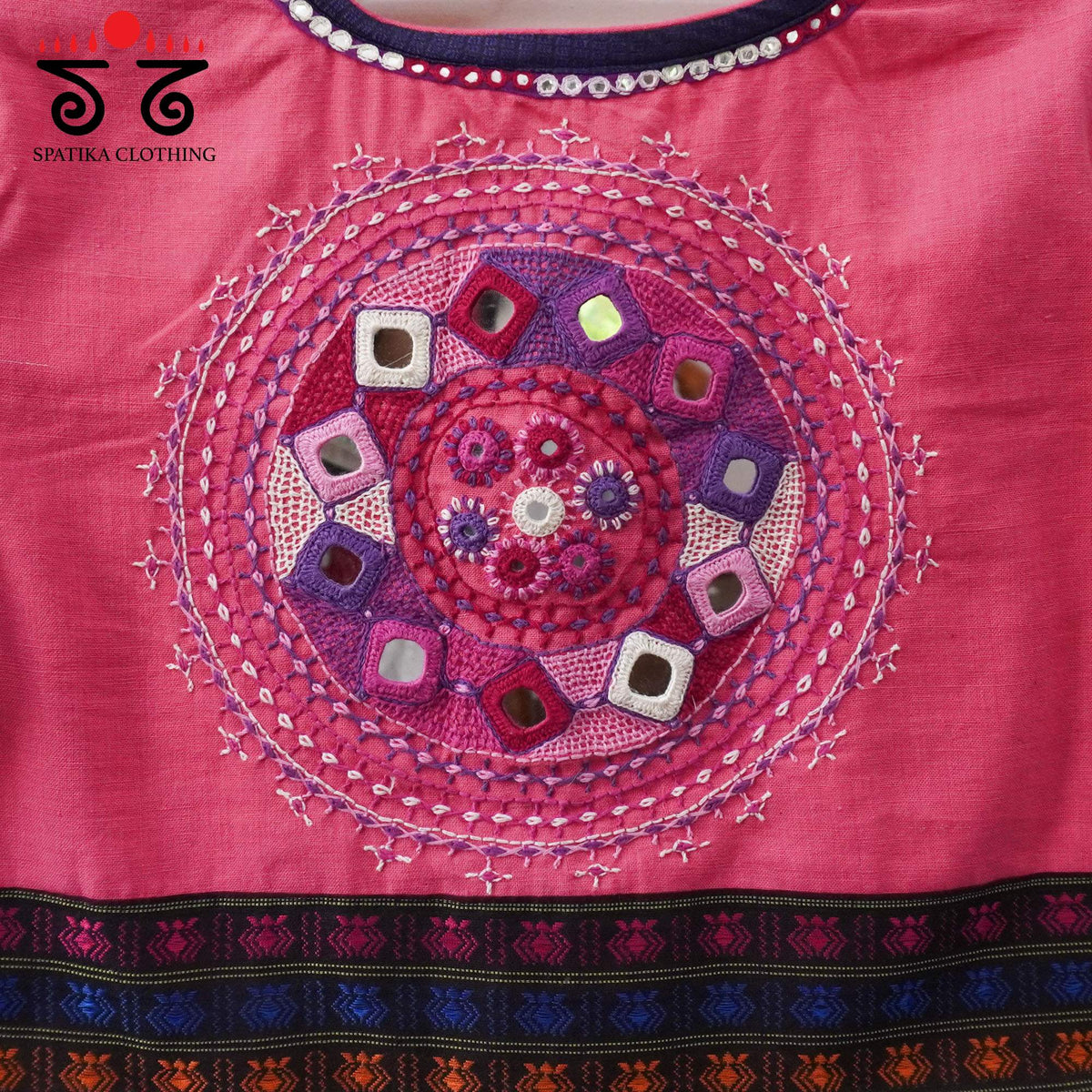 Pink Festive Lambani Khun Handcrafted Blouse