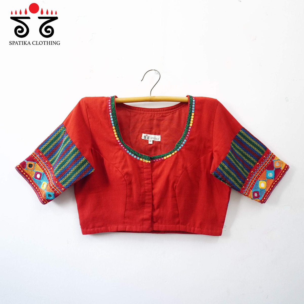 Red Festive Lambani Khun Handcrafted Blouse