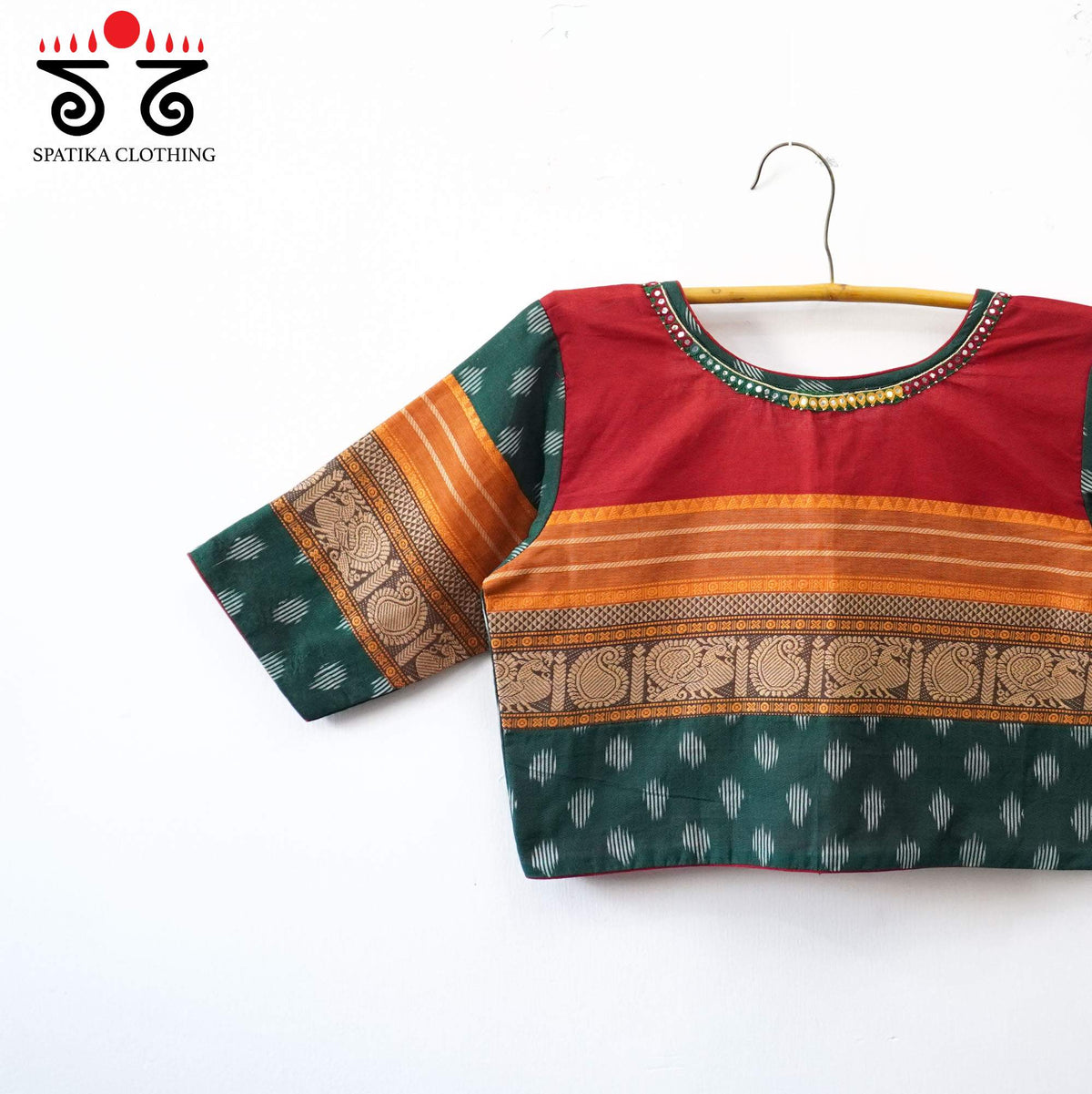 Red Kanchi Cotton Handcrafted Blouse