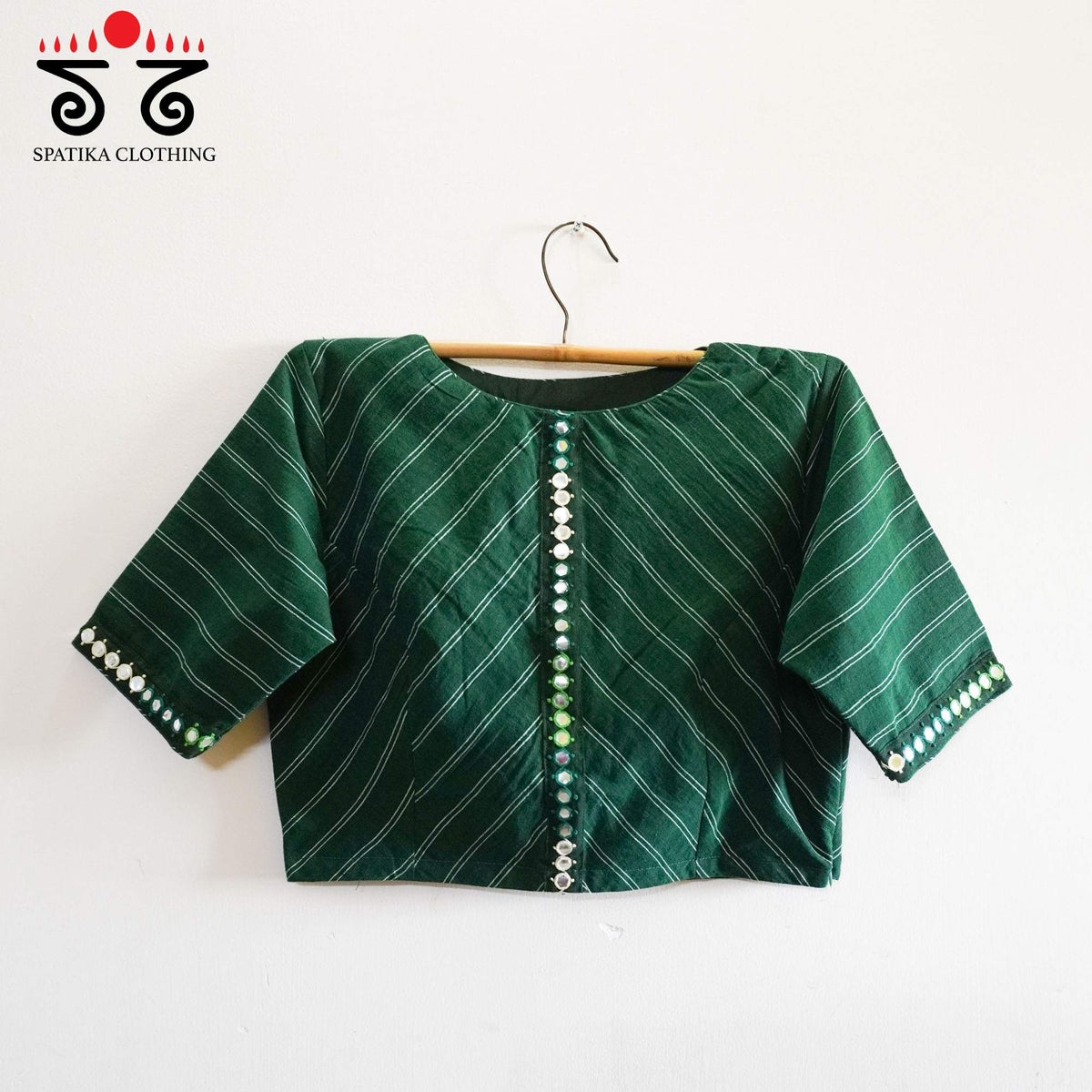 Stripes & Mirrors - Green New Handcrafted Blouse