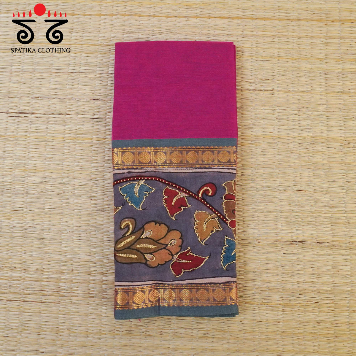Pen kalamkari Handcrafted Blouse Fabric