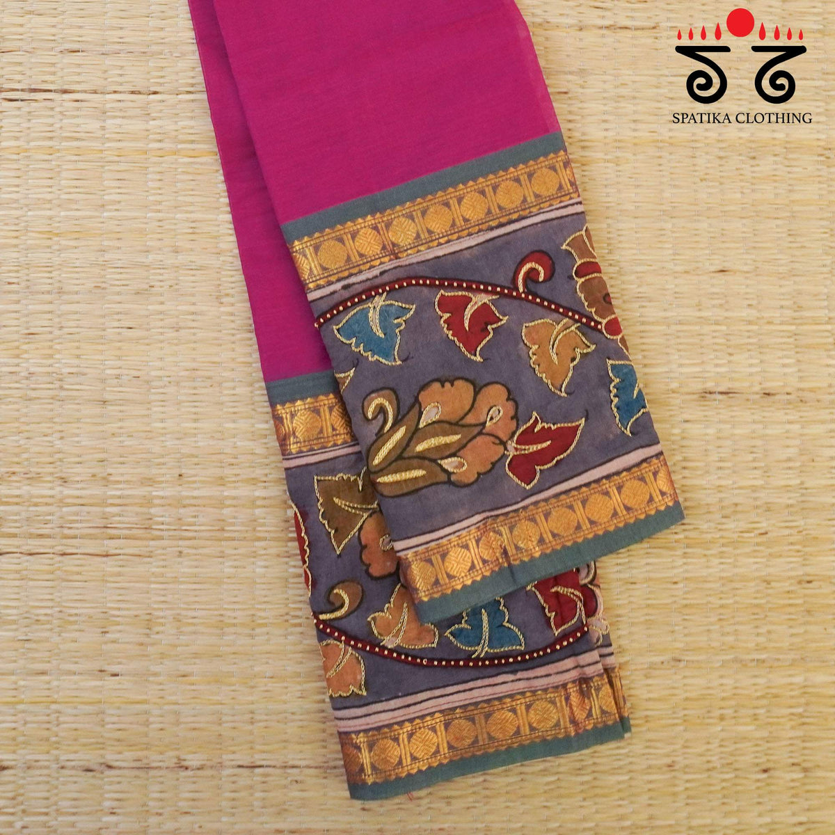 Pen kalamkari Handcrafted Blouse Fabric