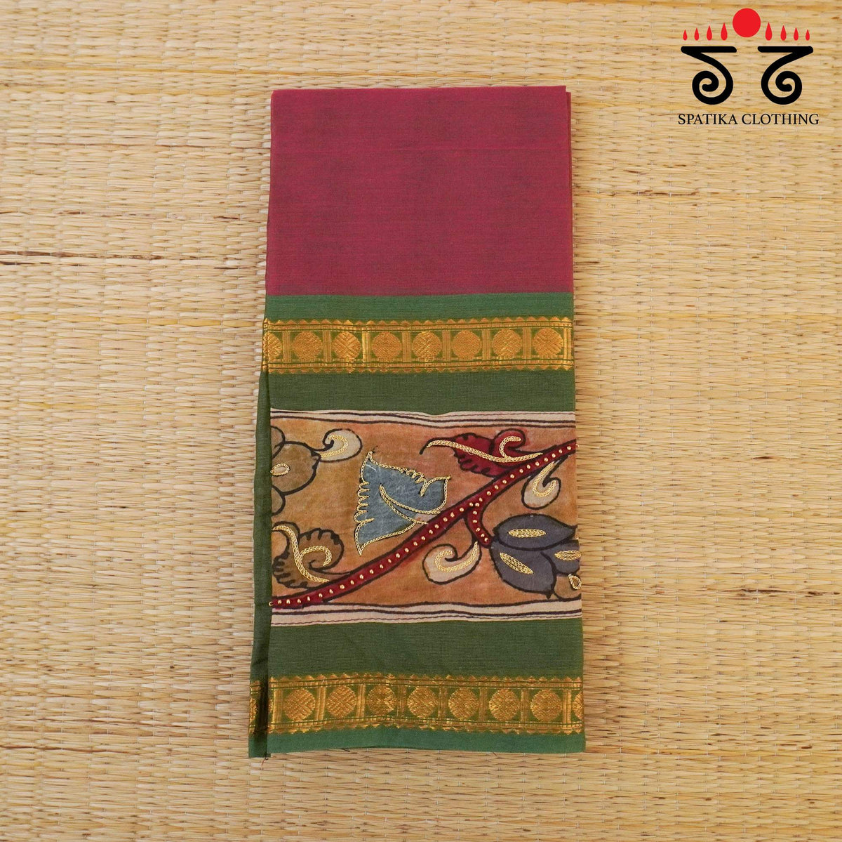 Pen kalamkari Handcrafted Blouse Fabric