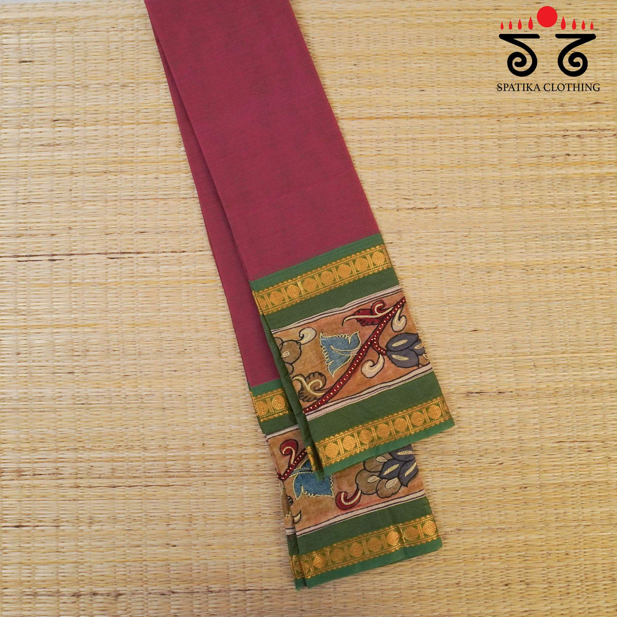 Pen kalamkari Handcrafted Blouse Fabric