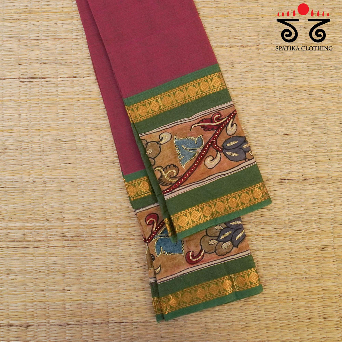 Pen kalamkari Handcrafted Blouse Fabric