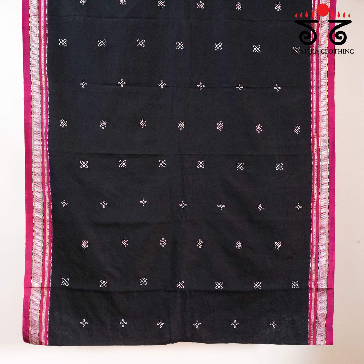Black Kolam - Embroidered Ilkal Saree
