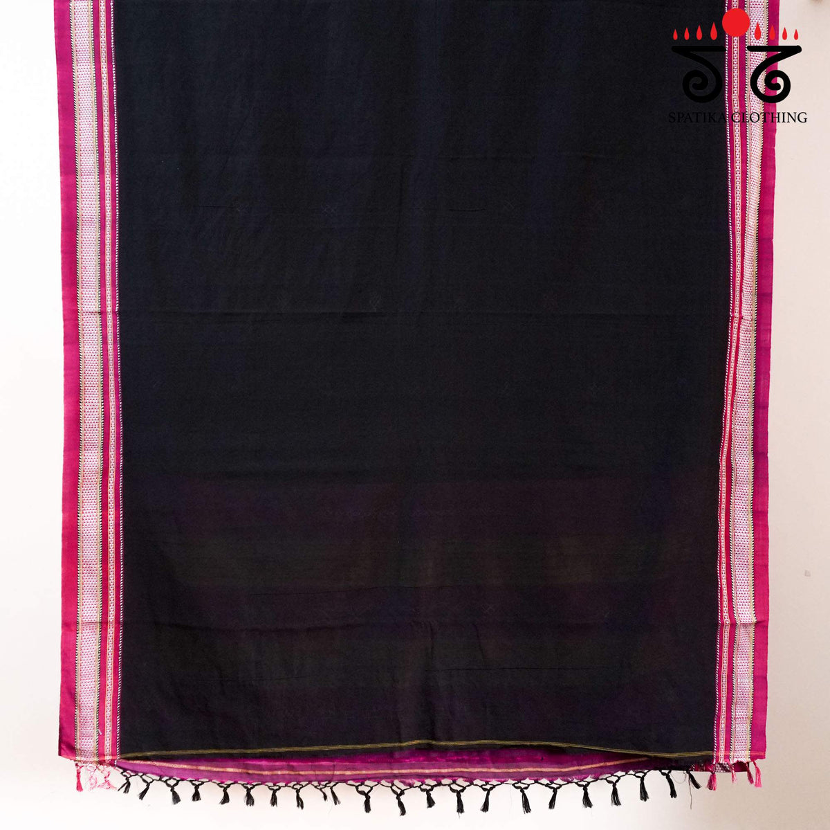 Black Kolam - Embroidered Ilkal Saree