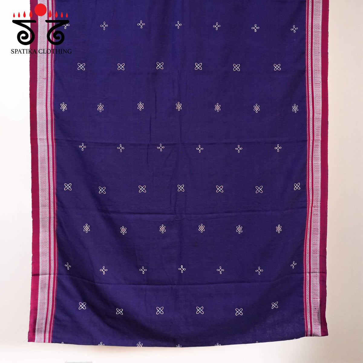 Blue Kolam - Embroidered Ilkal Saree