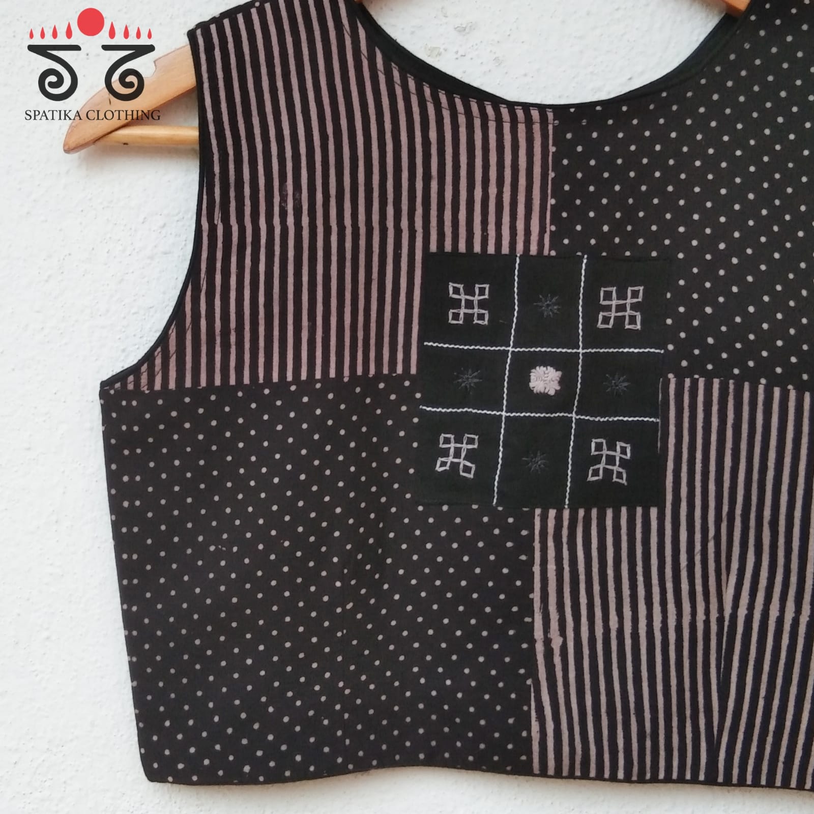 Dots & Stripes - Sleeveless Blouses in Ajrak