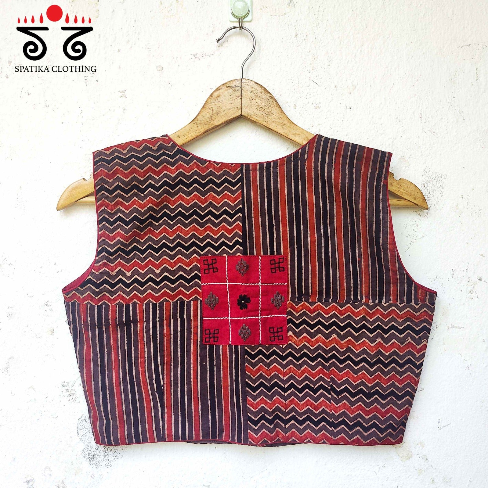 The Ajrak Collage - Sleeveless Blouse
