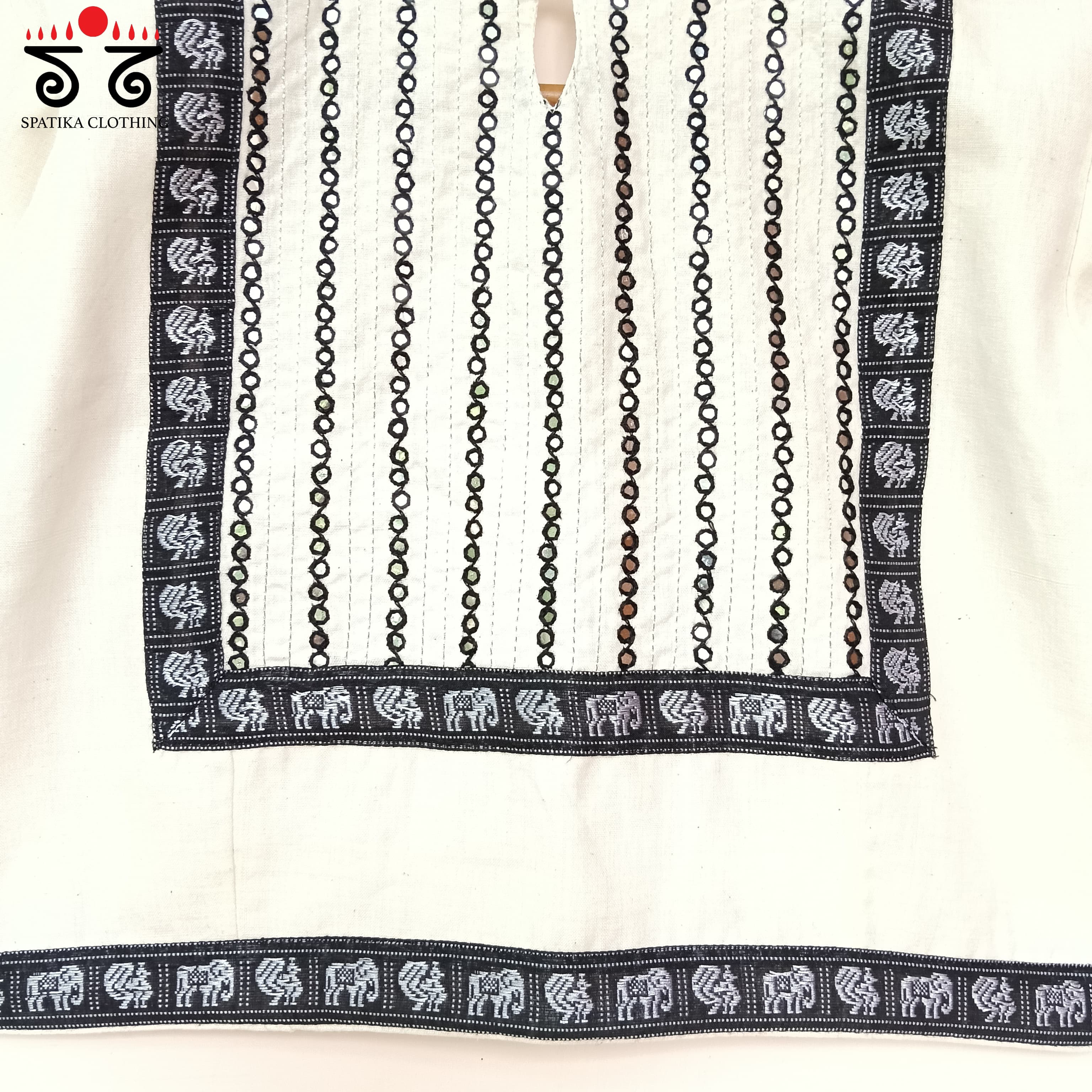 The Mirror work White & Black Blouse