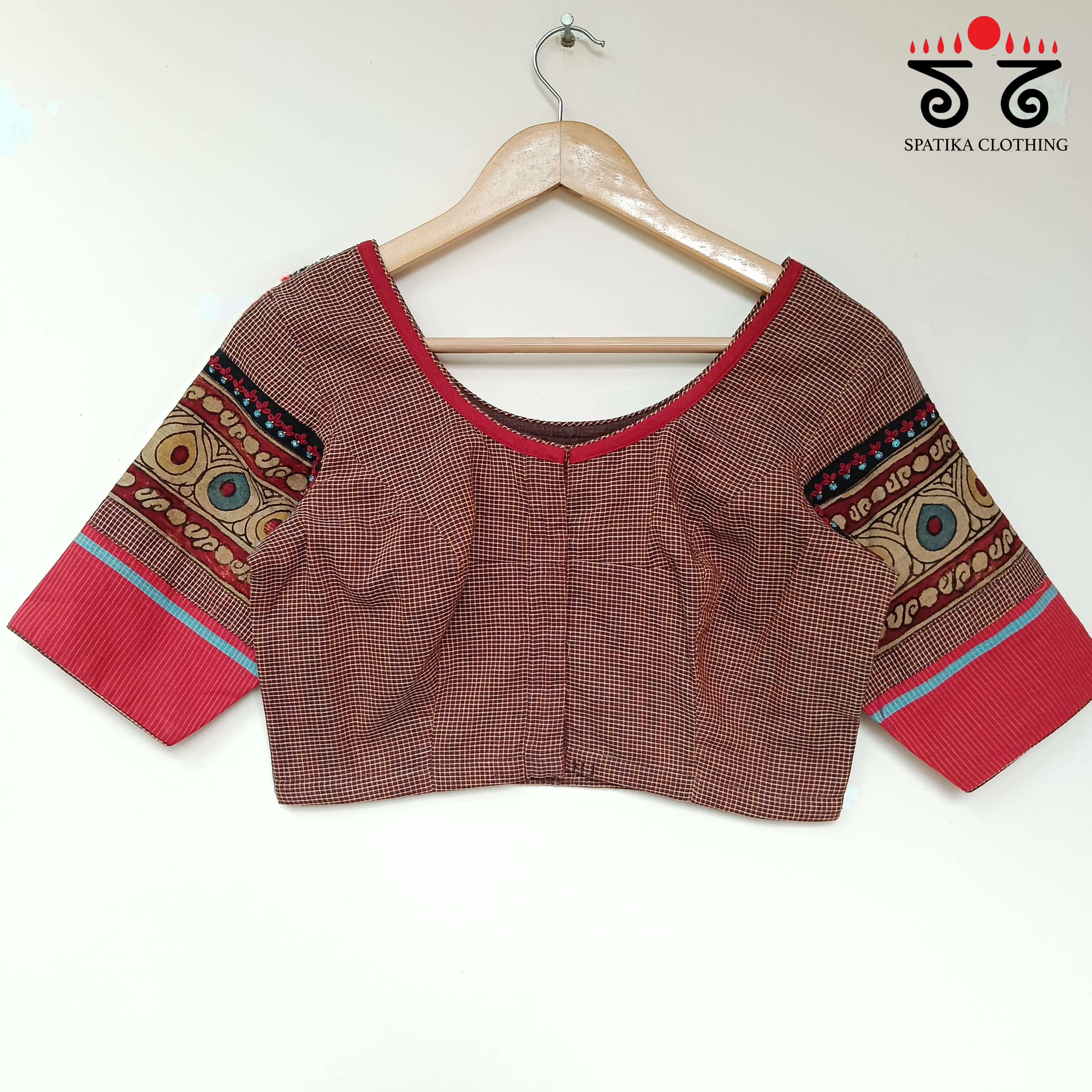 The Boondh - Maroon Pen Kalamkari Blouse