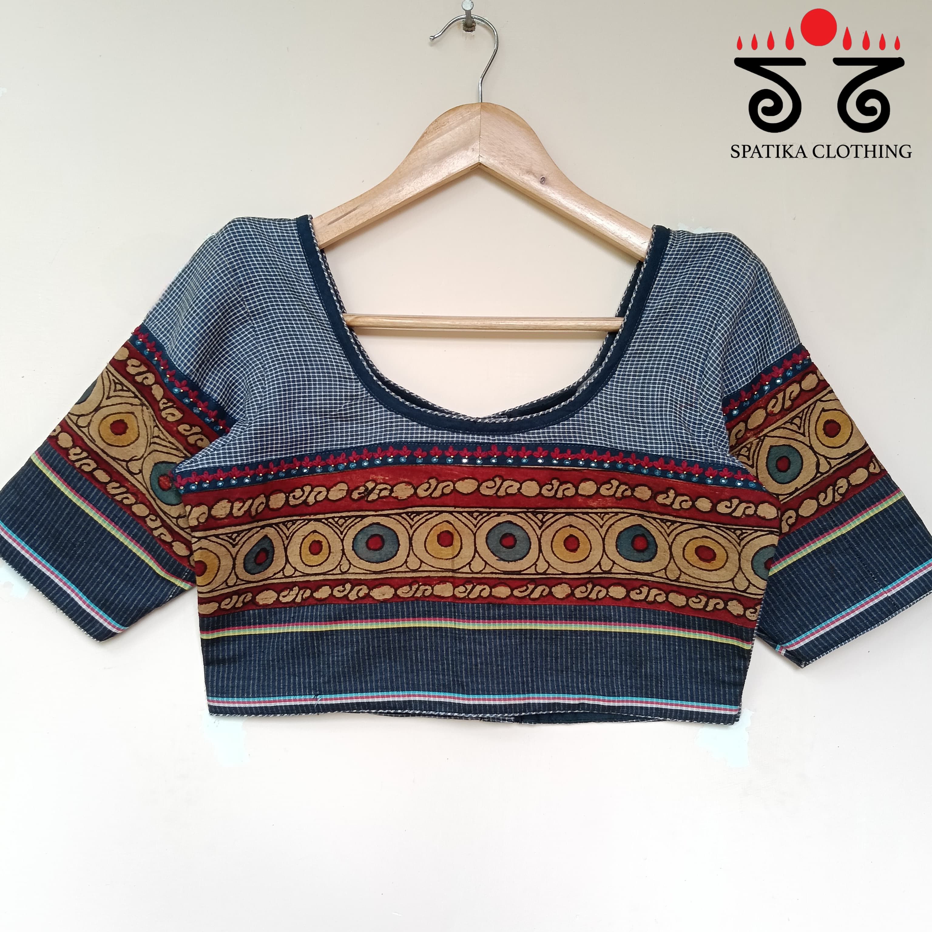 The Boondh - Blue Pen Kalamkari Blouse