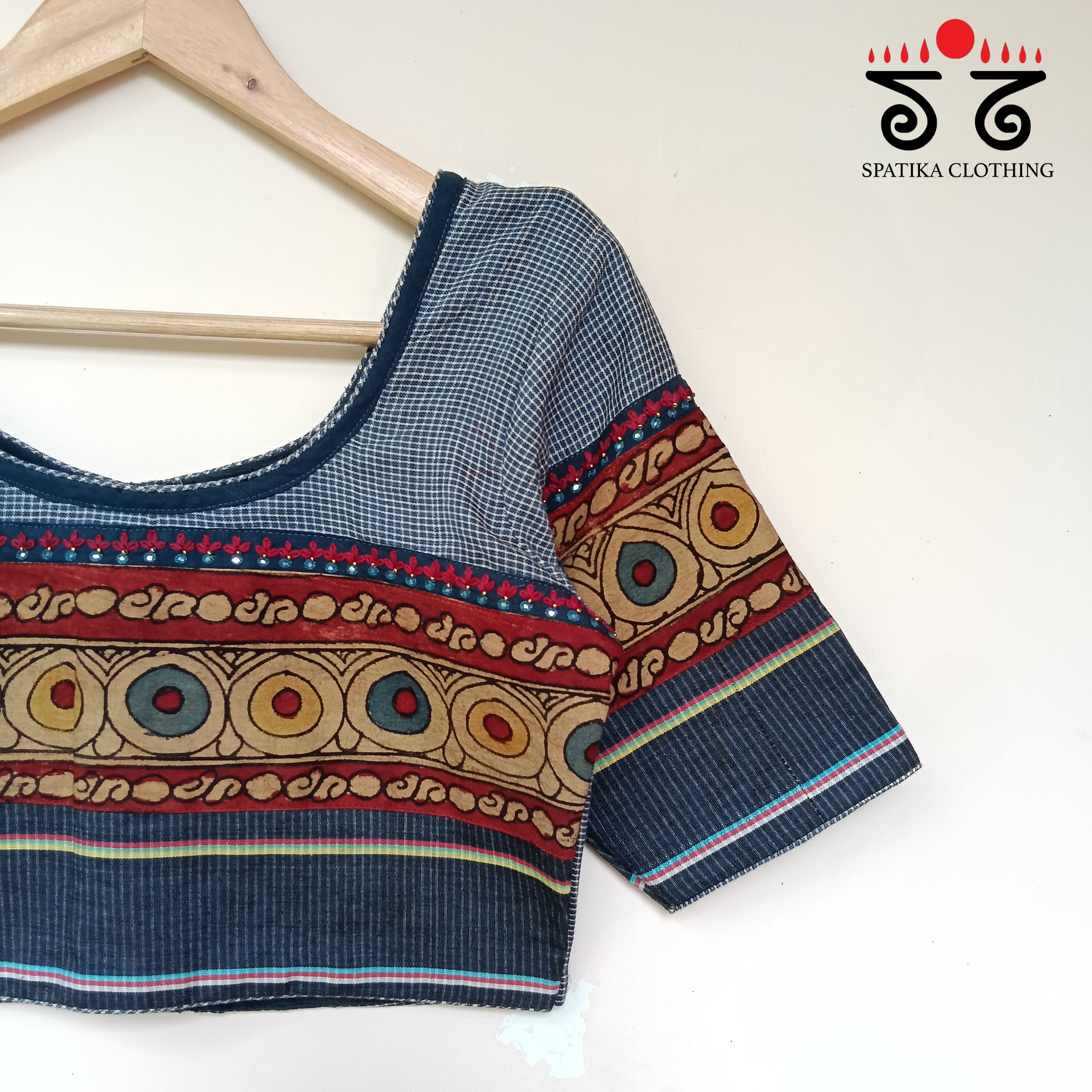 The Boondh - Blue Pen Kalamkari Blouse