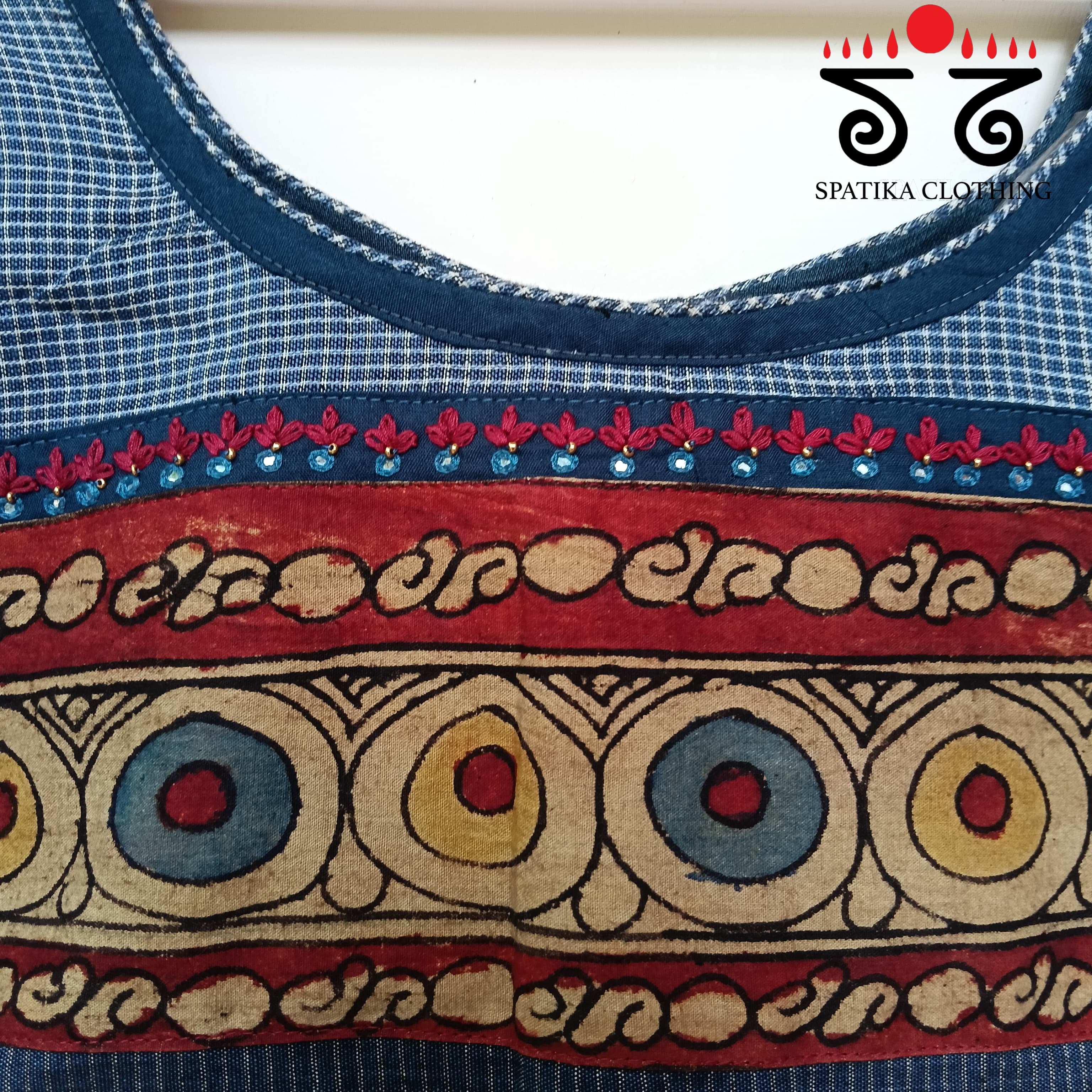 The Boondh - Blue Pen Kalamkari Blouse