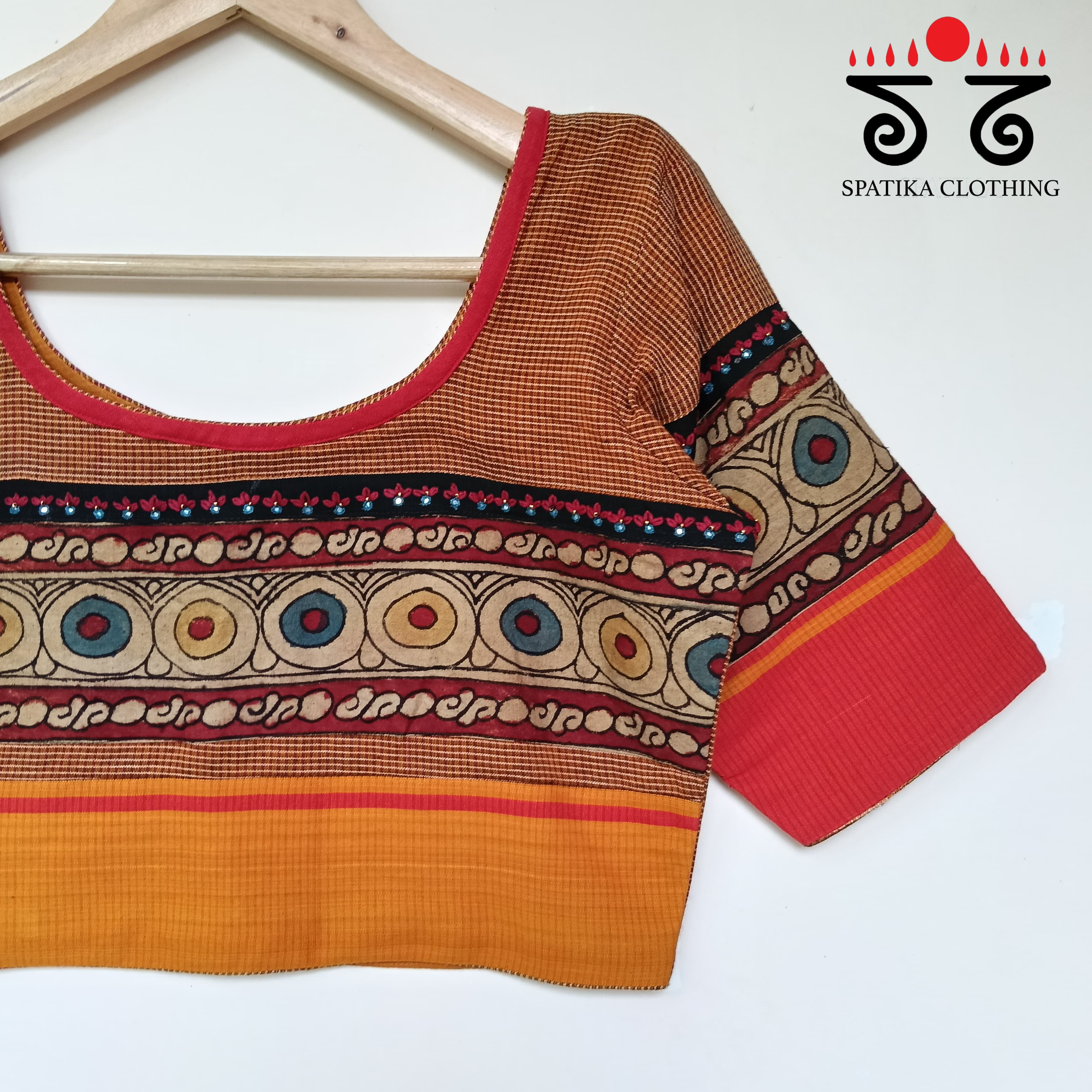 The Boondh - Orange Pen Kalamkari Blouse