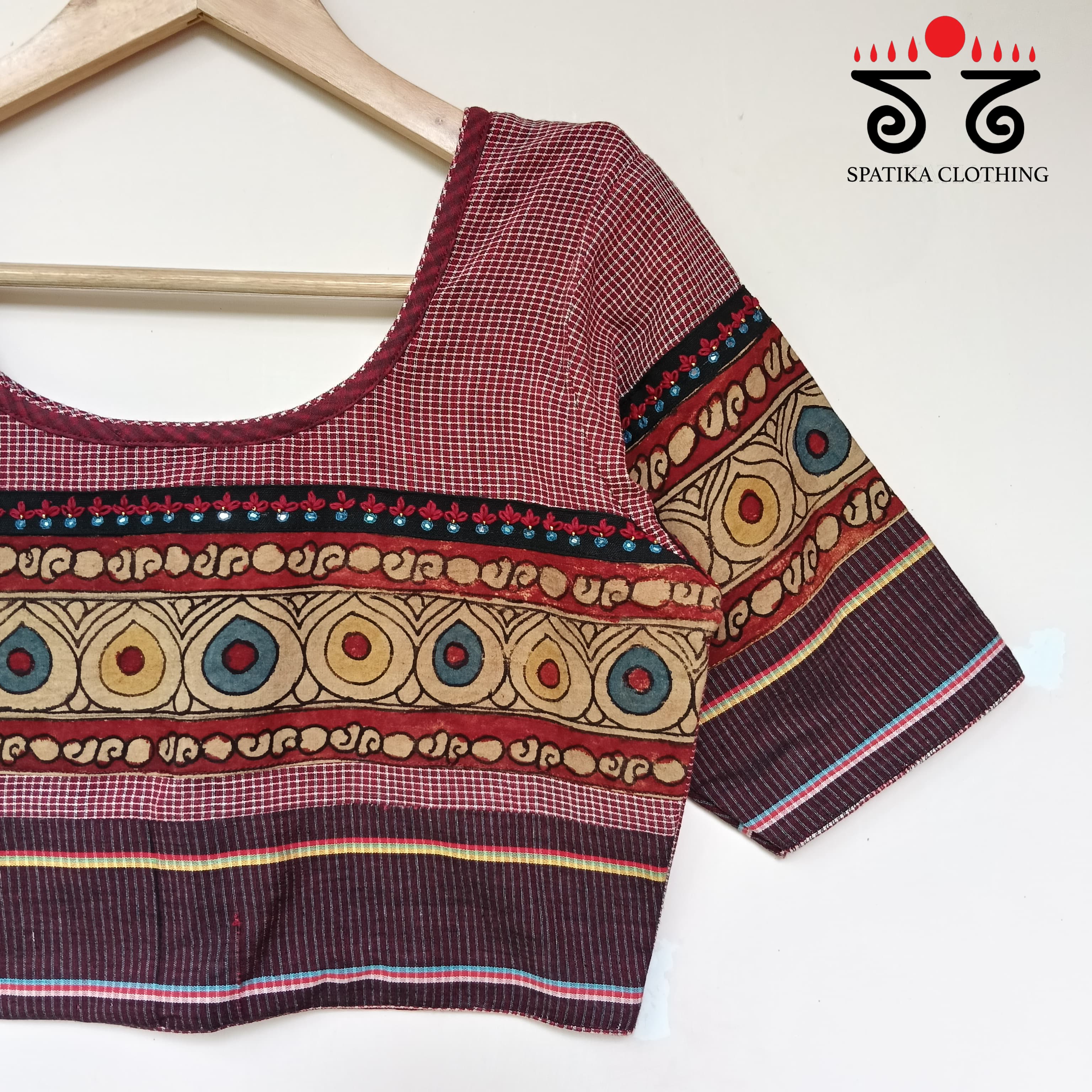 The Boondh - Maroon Pen Kalamkari Blouse