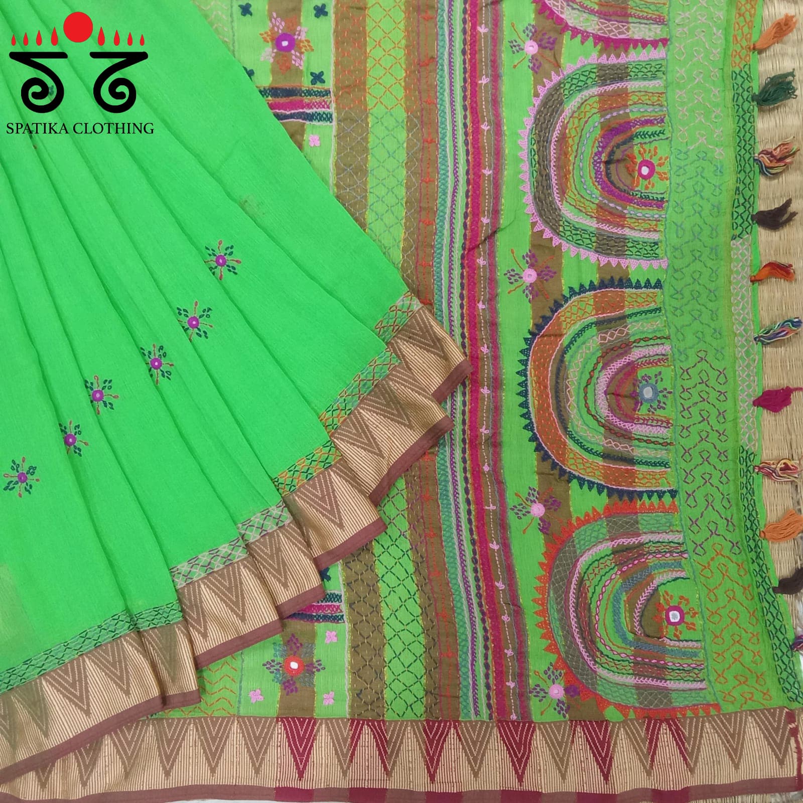 Green Lambani Hand-embroidered Saree