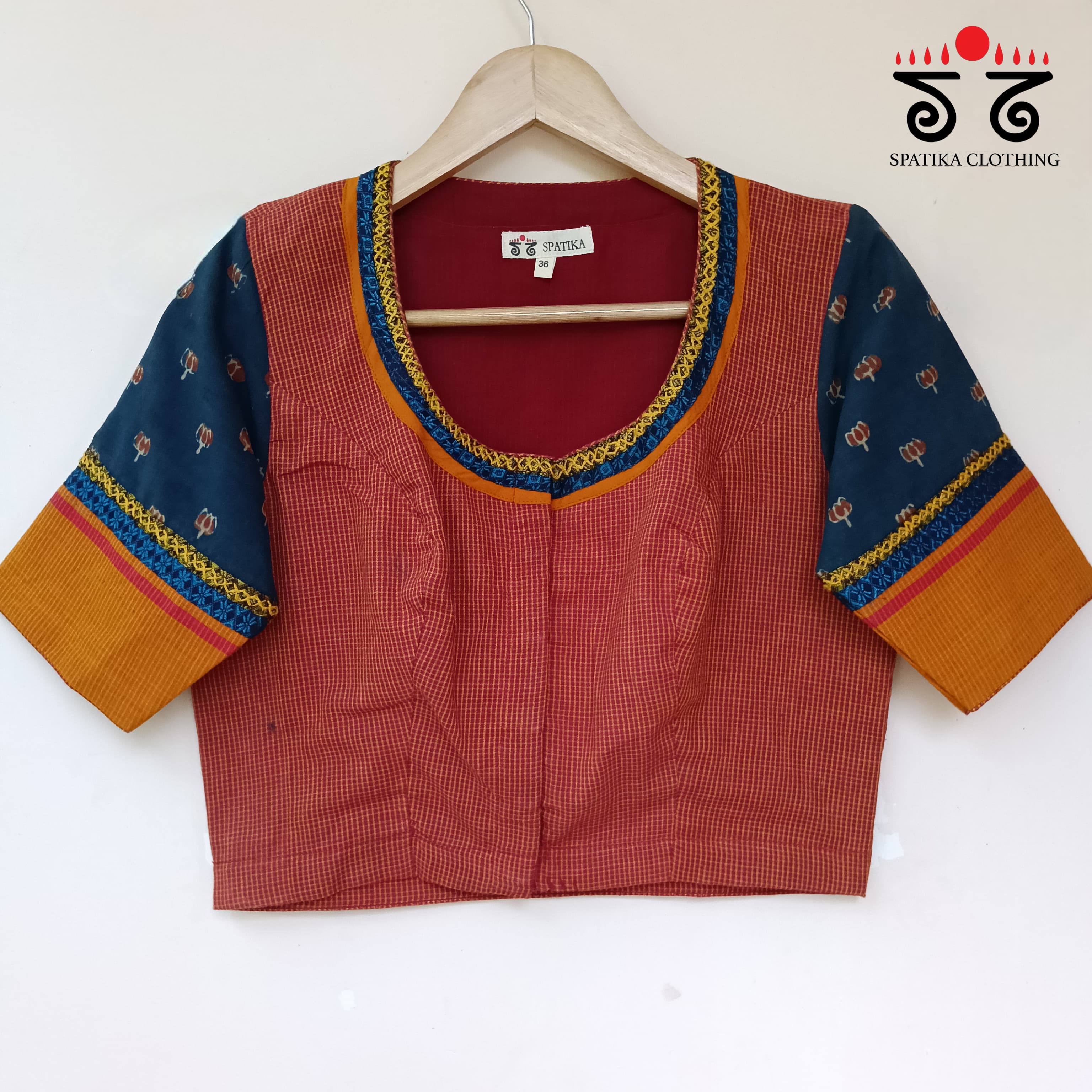 The Peacock Orange Kalamkari Croptop