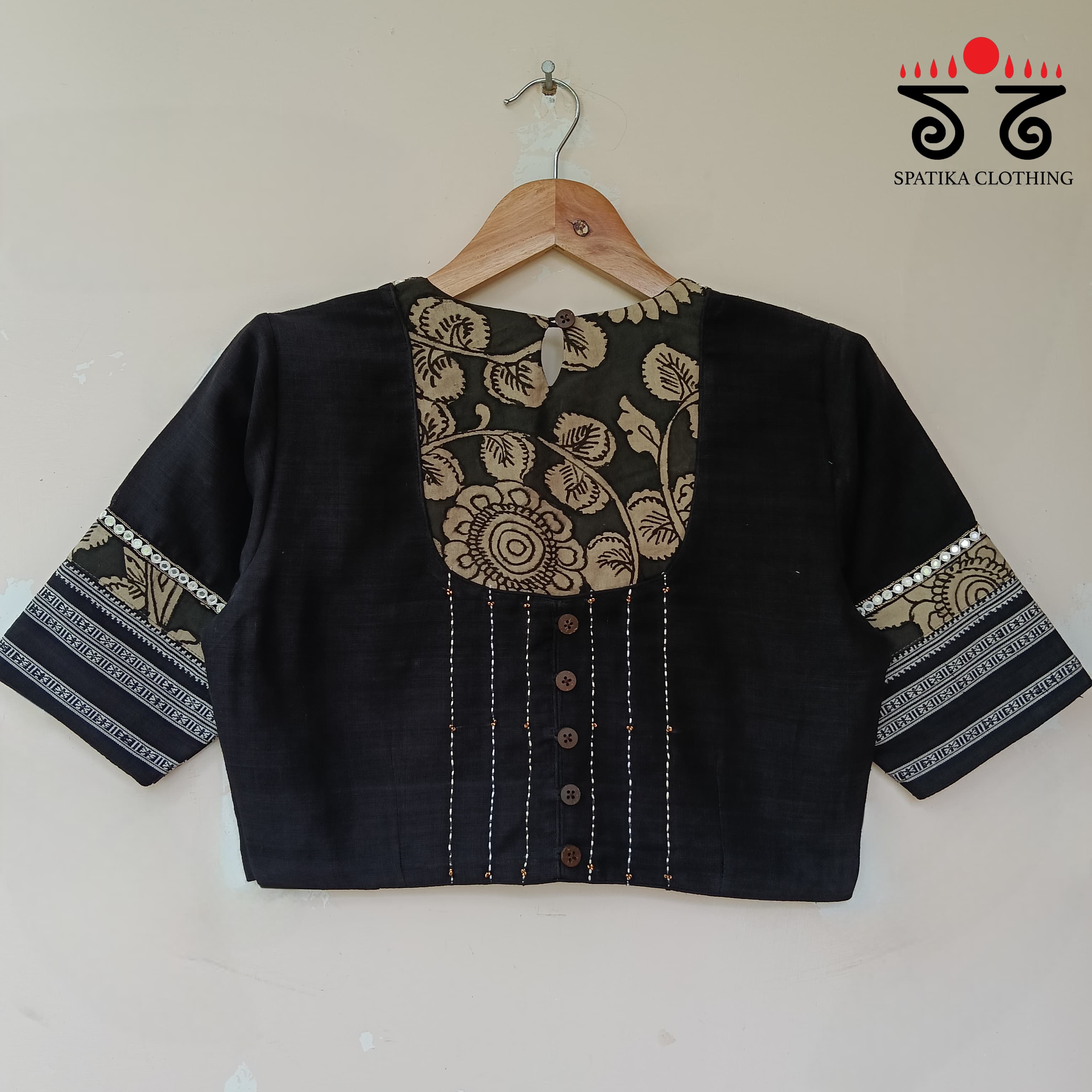 The Kalamkari Black Yoke Blouse