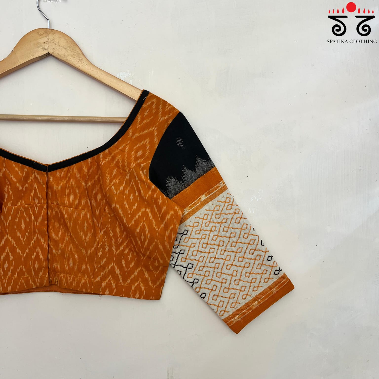 Lambani on Mustard Yellow & Black Ikat Blouse