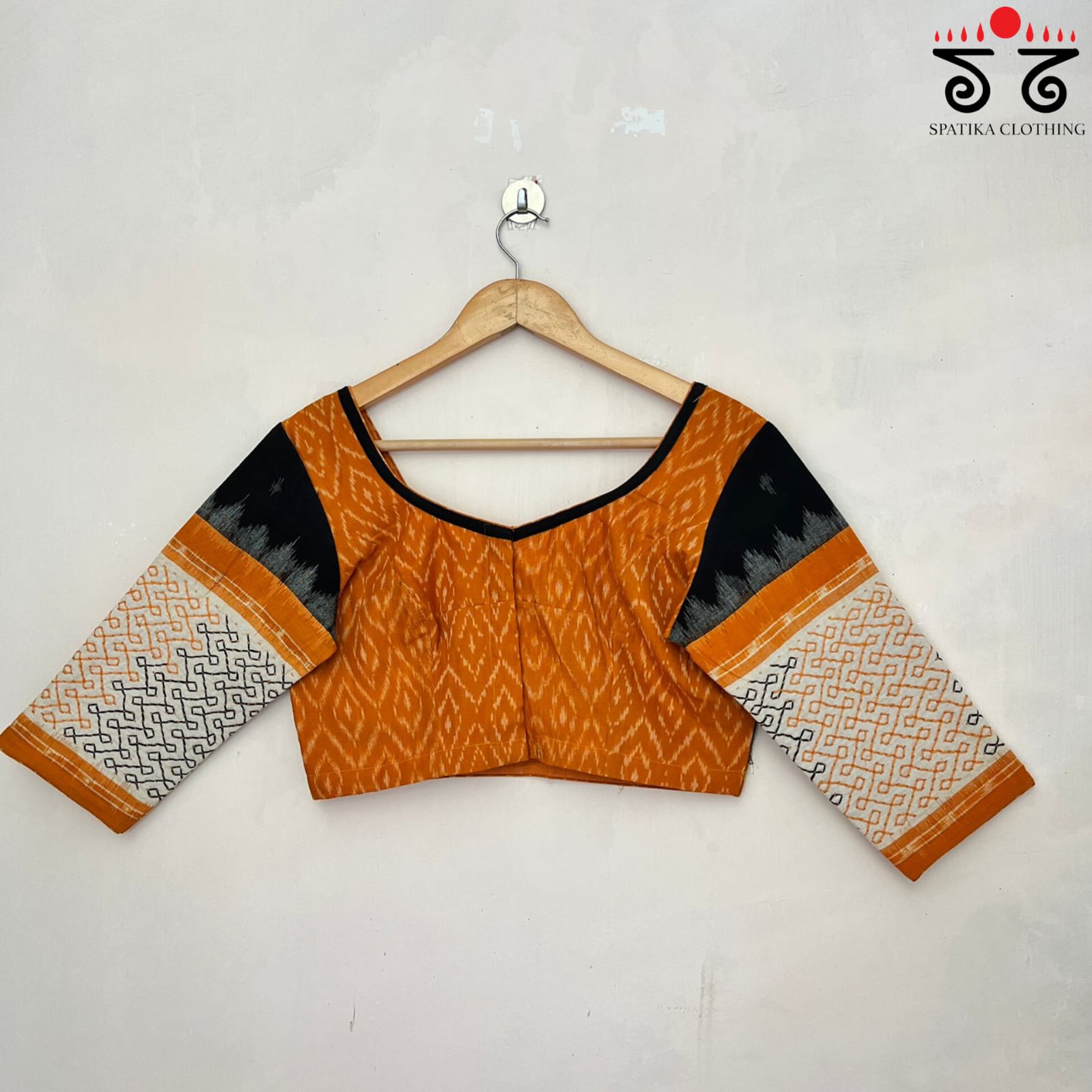 Lambani on Mustard Yellow & Black Ikat Blouse