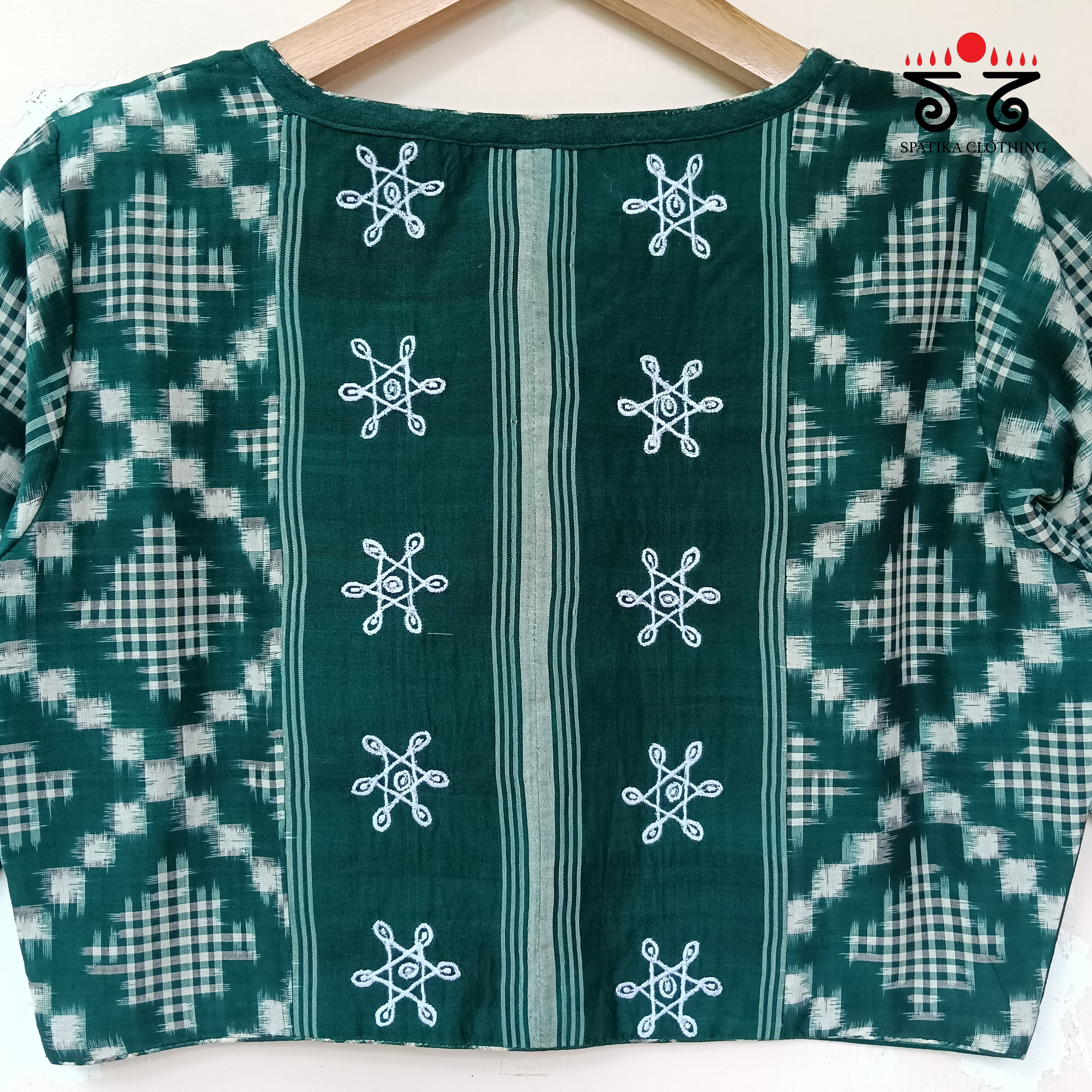 Green Telia Rumal - Kolam Blouse