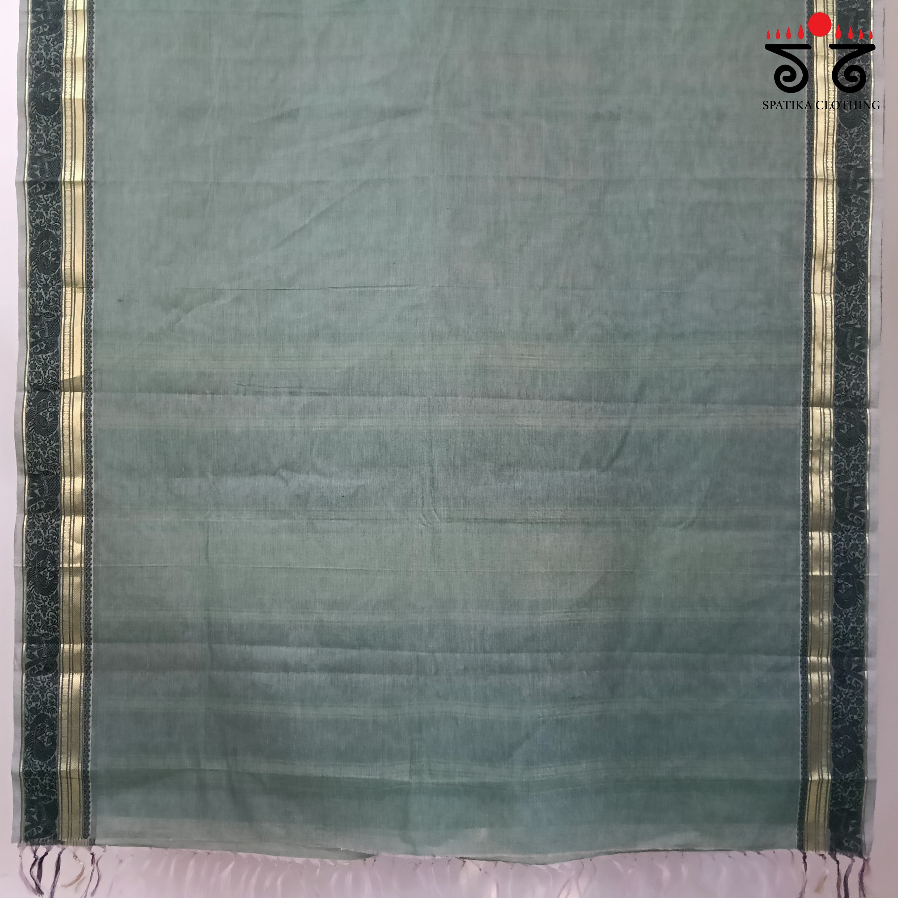 Teal Green Vintage Kanjivaram Saree in Cotton