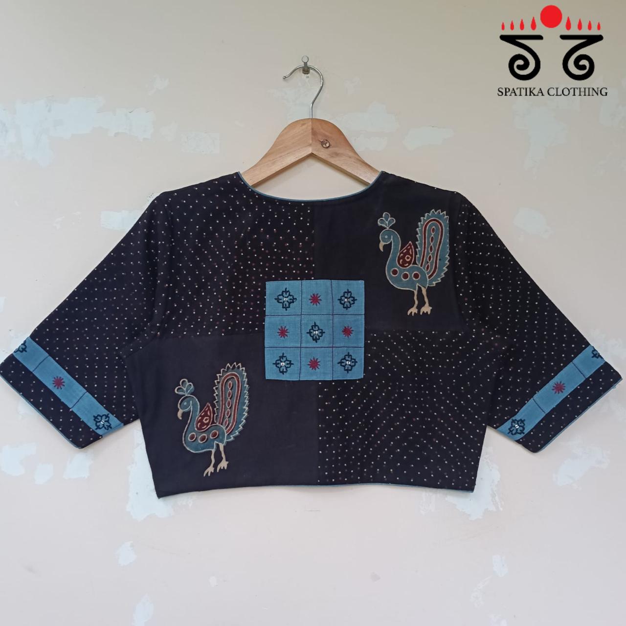 Black & Blue Morni Collage-Handcrafted Blouse
