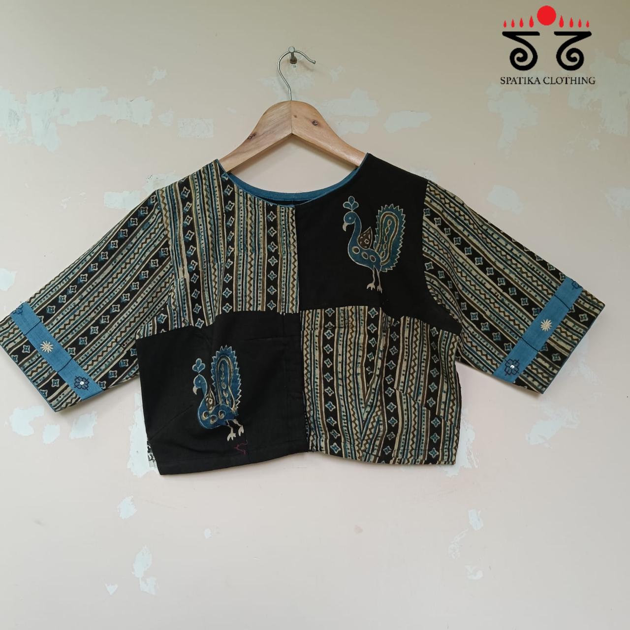Black & Blue Morni Collage-Handcrafted Blouse