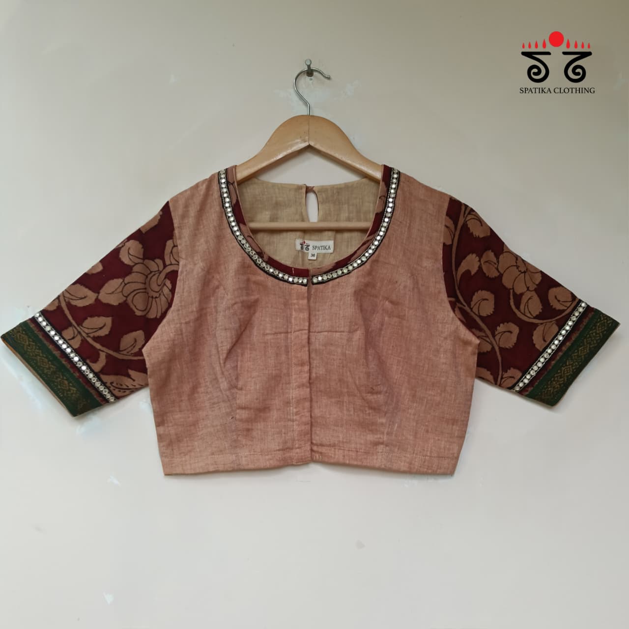 The Kalamkari Beige & Maroon Yoke Blouse