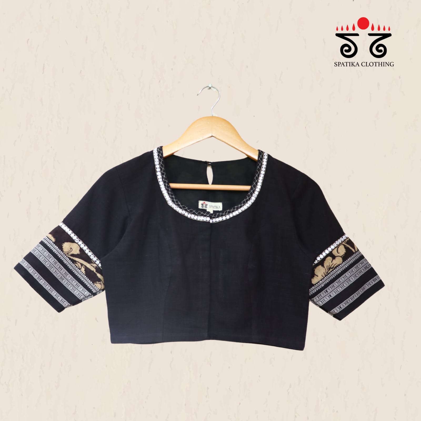 The Kalamkari Black & Beige Yoke Blouse