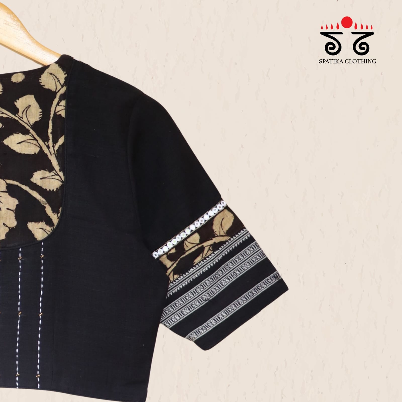The Kalamkari Black & Beige Yoke Blouse