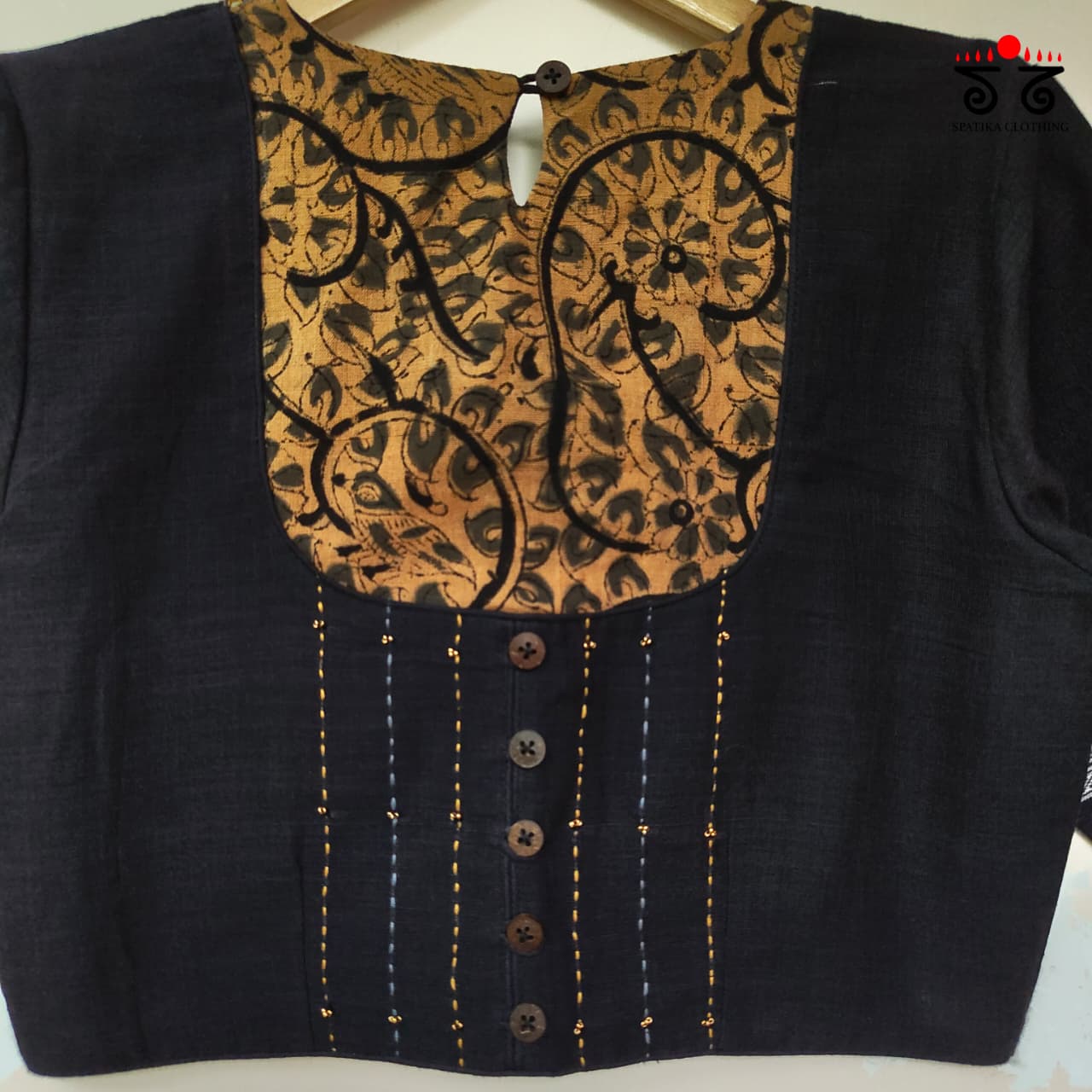 The Kalamkari Black Yoke Blouse