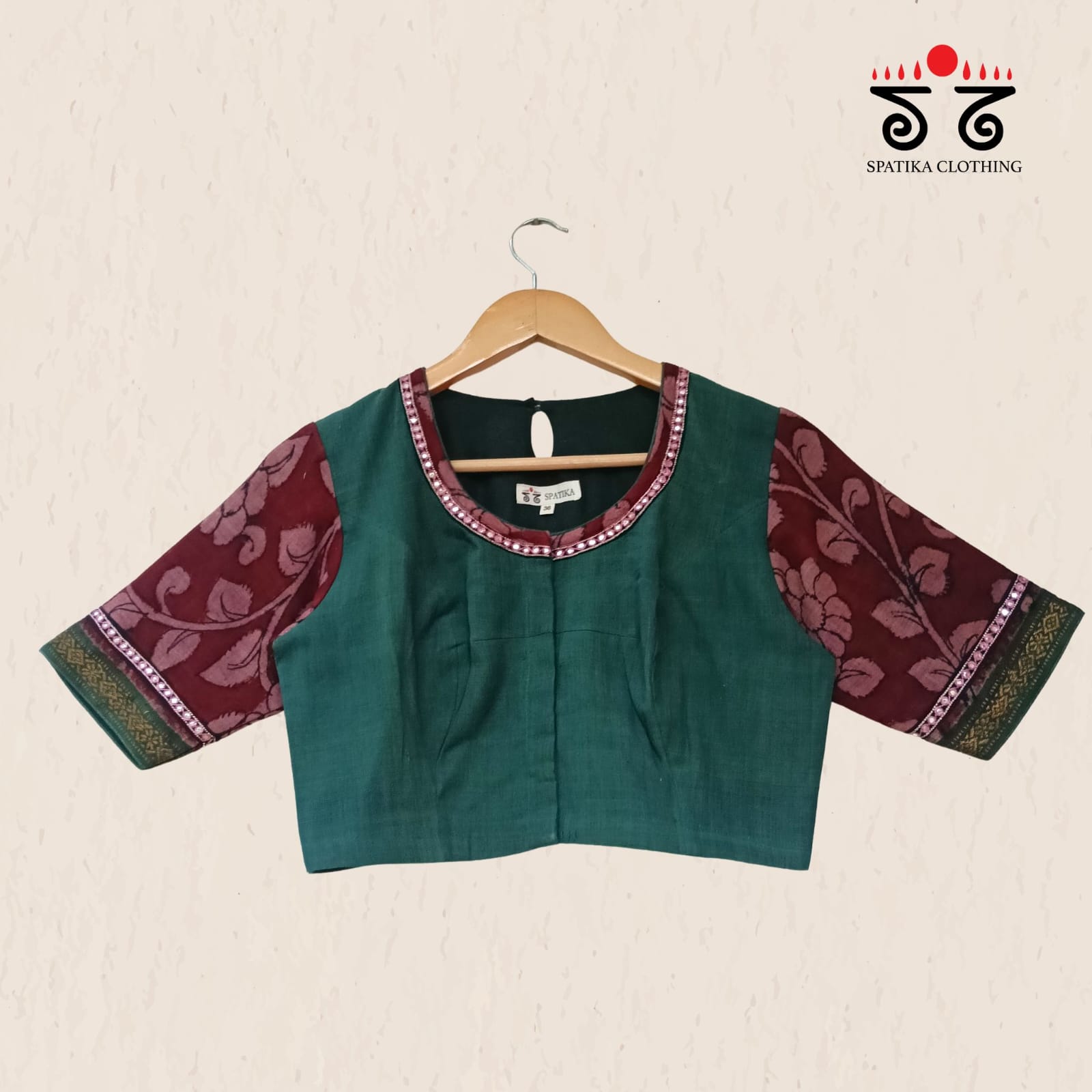 The Kalamkari Green & Maroon Yoke Blouse