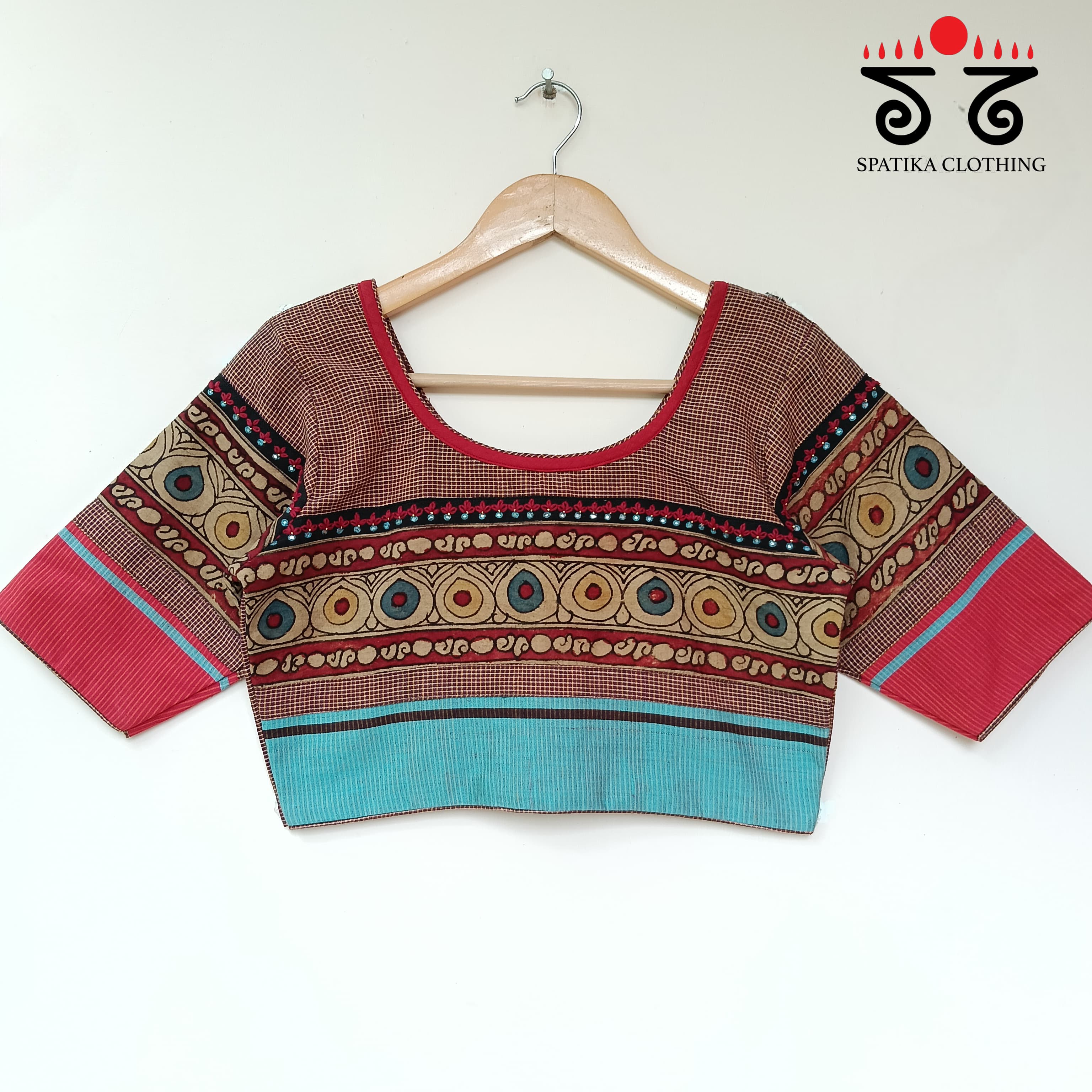 The Boondh - Maroon Pen Kalamkari Blouse