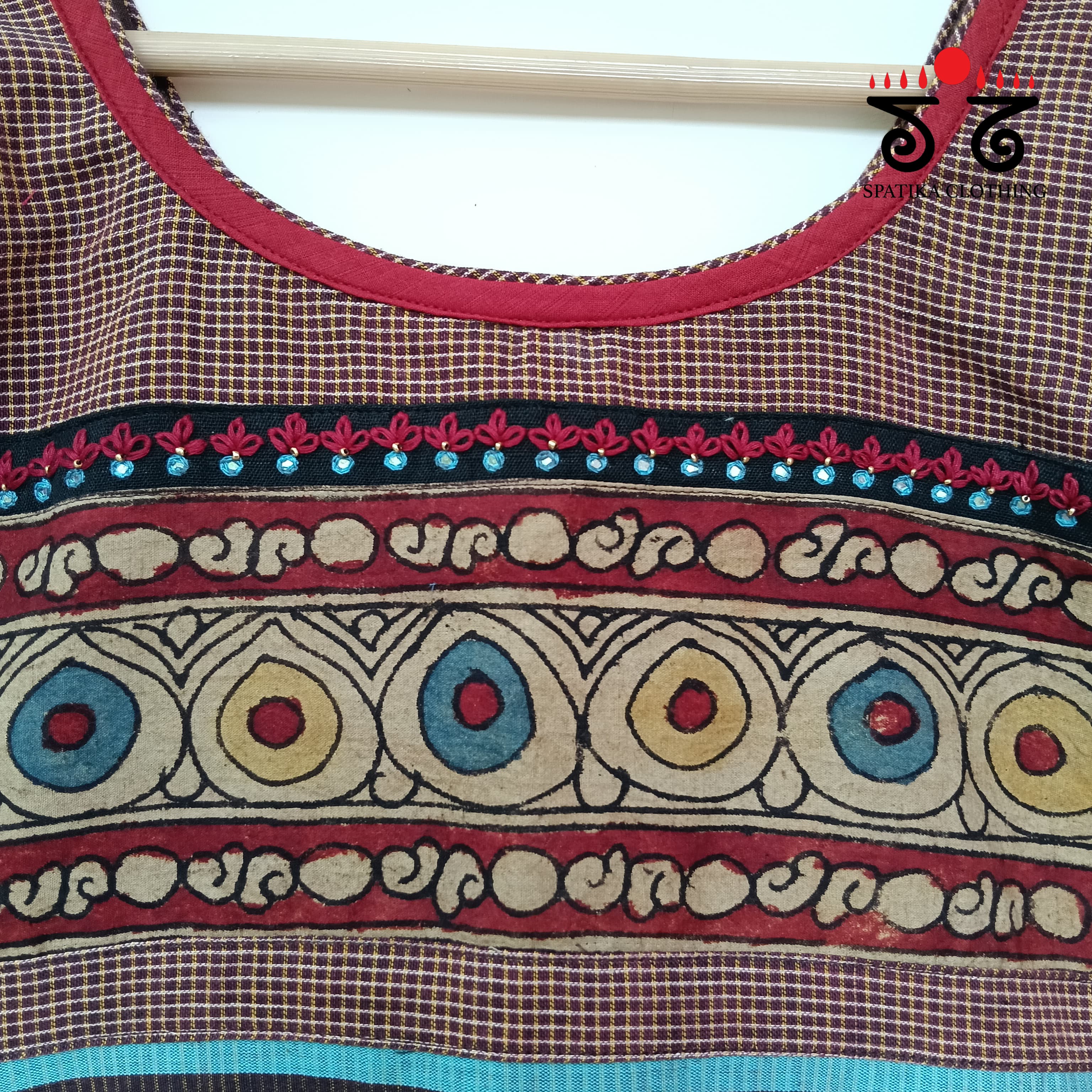 The Boondh - Maroon Pen Kalamkari Blouse