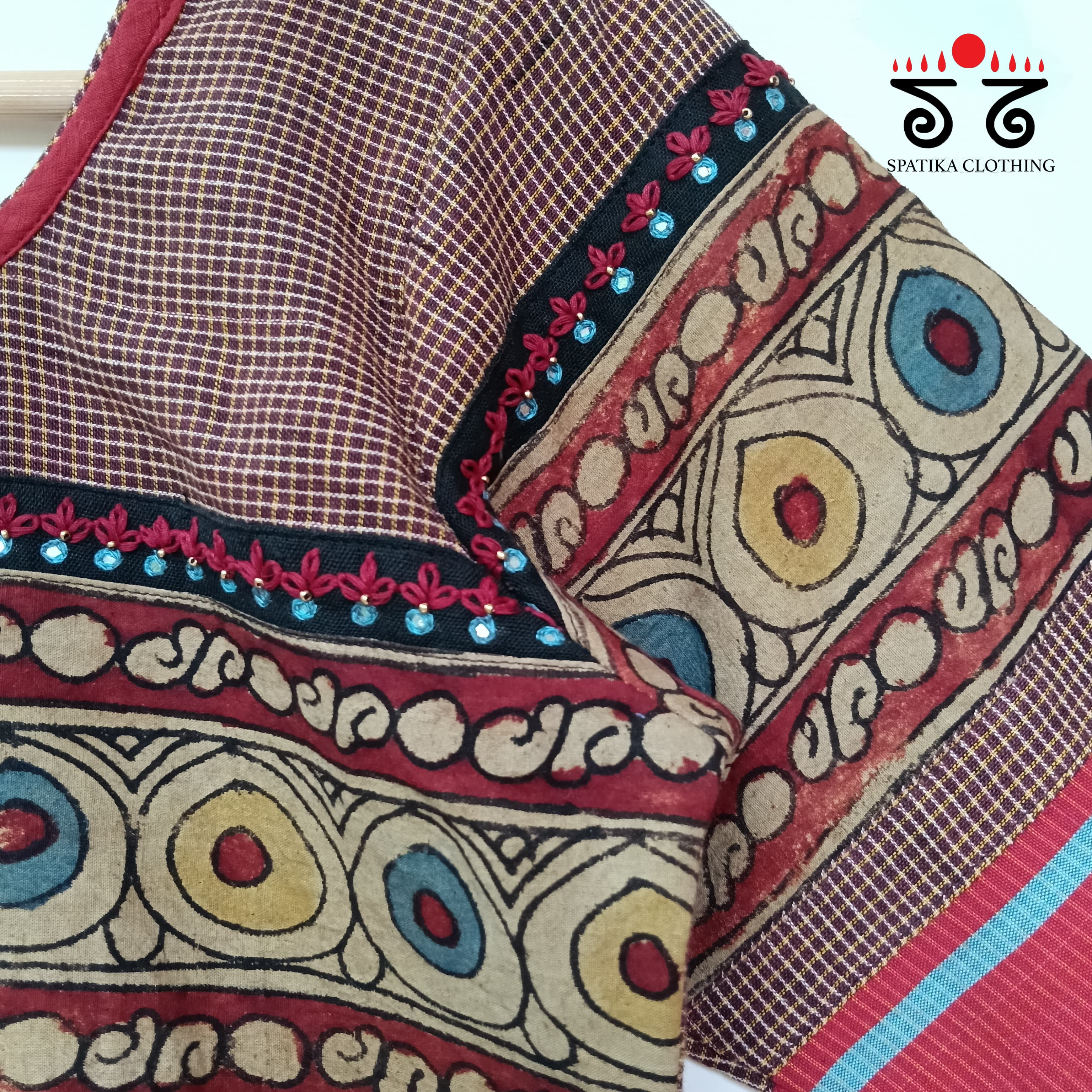 The Boondh - Maroon Pen Kalamkari Blouse