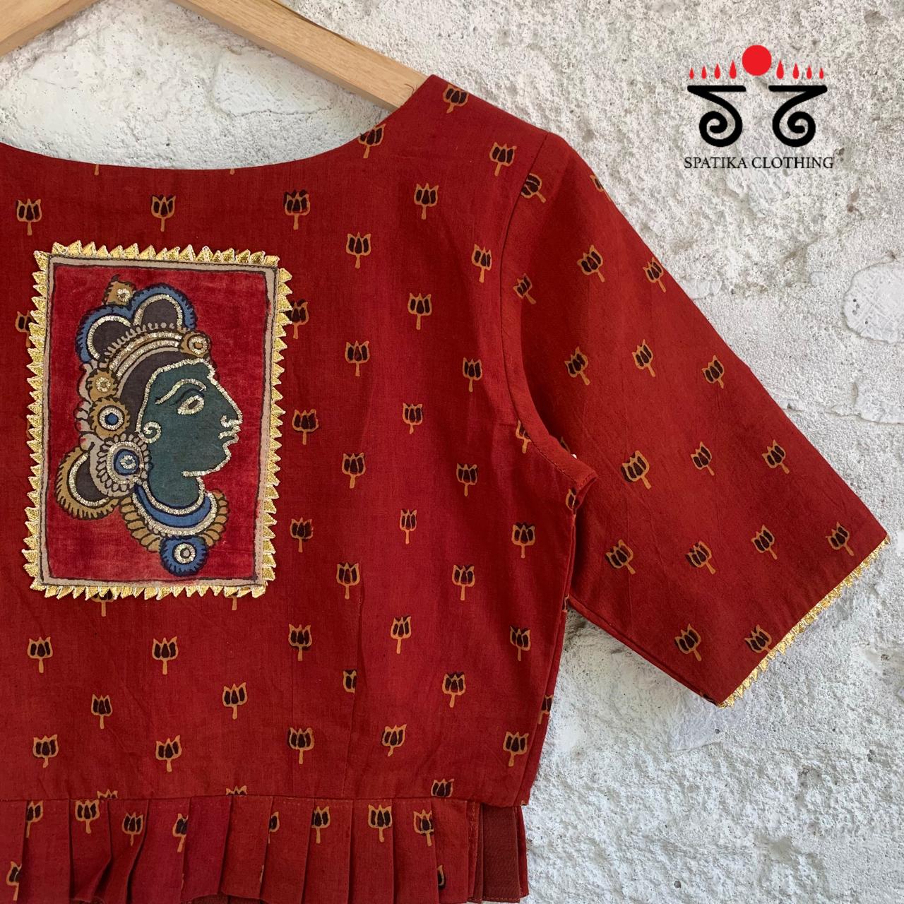 Red Pen Kalamkari Croptop