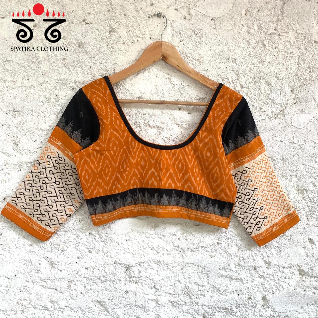 Lambani on Mustard Yellow & Black Ikat Blouse