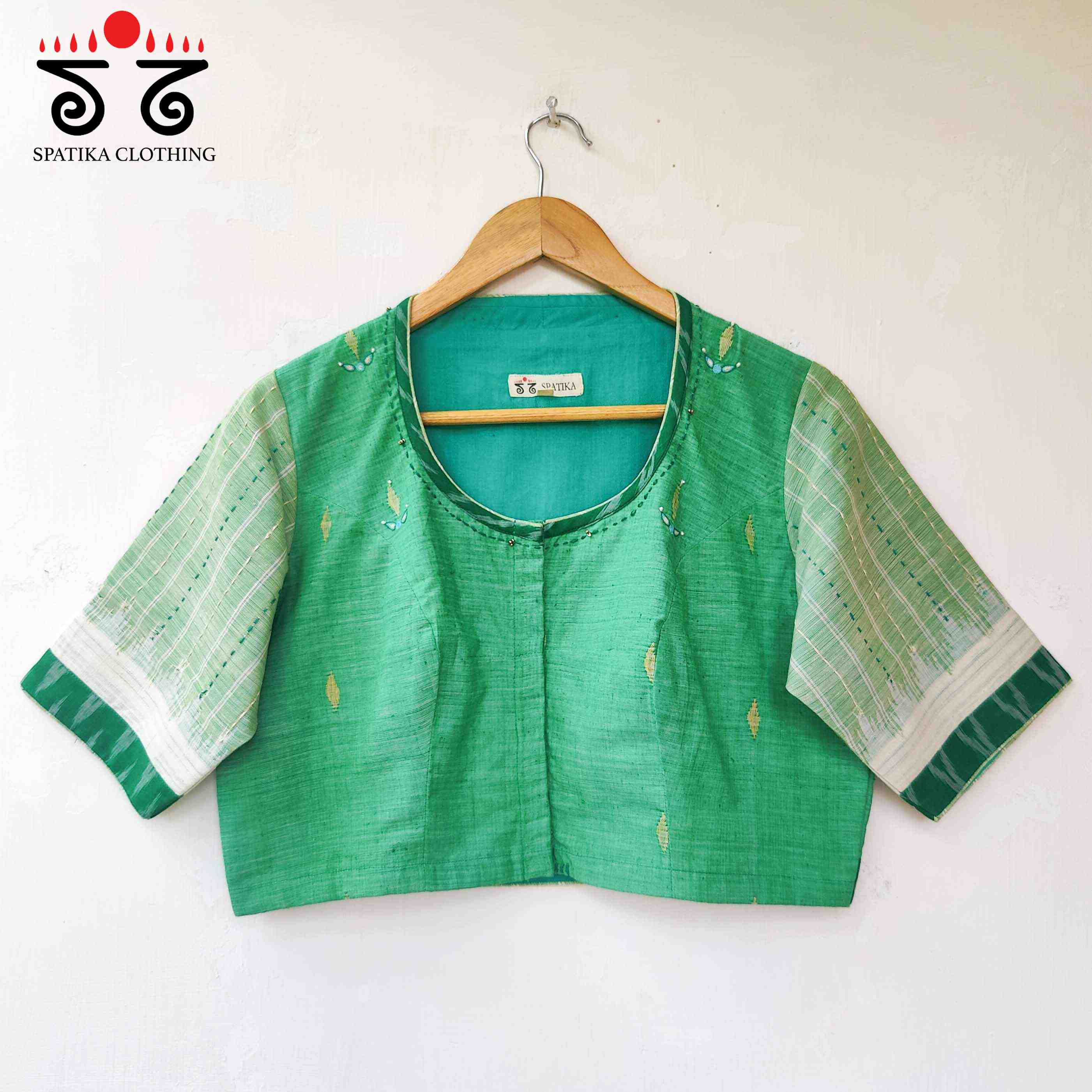 Green Ponduru Jamdhani Blouse